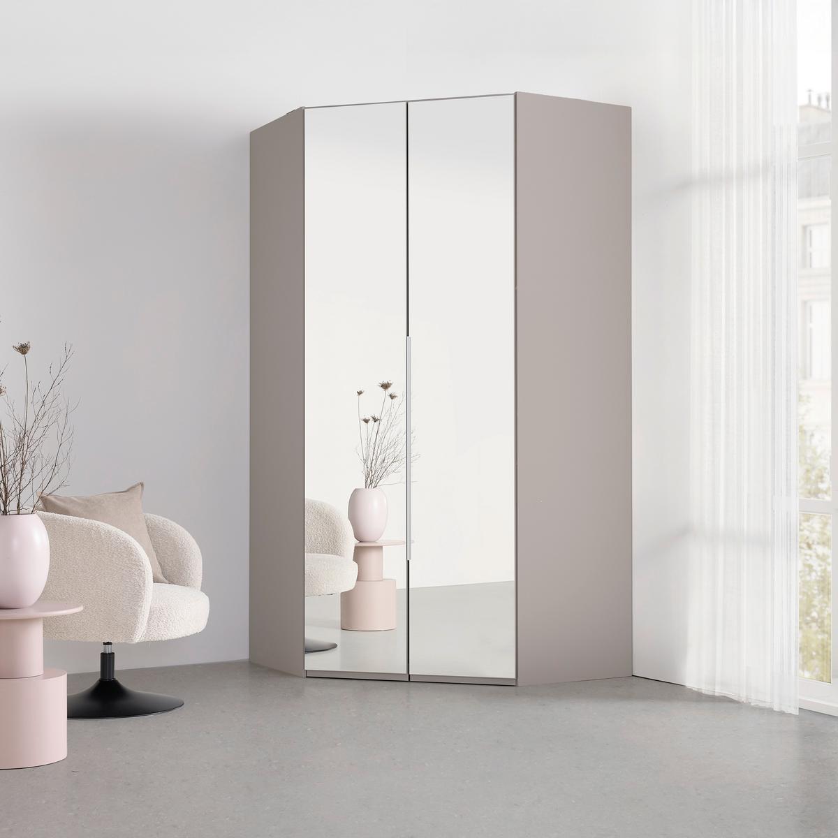 Kutni Ormar Za Odjeću New York - sahara/siva, Konvencionalno, staklo/drvni materijal (120/236/120cm) - Premium Living