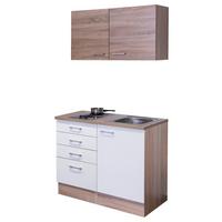 Majhna Kuhinja Z Aparati Samoa, Bela, Barva Hrasta - bela/barve aluminija, Moderno, umetna masa/leseni material (100cm) - FlexWell