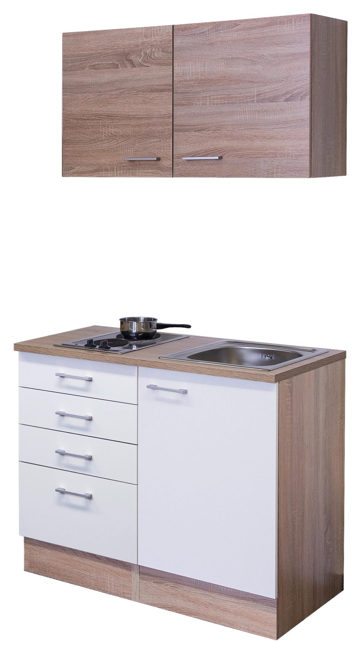 Majhna Kuhinja Z Aparati Samoa, Bela, Barva Hrasta - bela/barve aluminija, Moderno, umetna masa/leseni material (100cm) - FlexWell