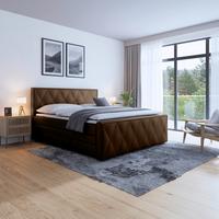 Boxspringbett Porto ca. 180x200 cm Braun - Schwarz/Braun, MODERN, Holz/Textil (180/200cm) - MID.YOU