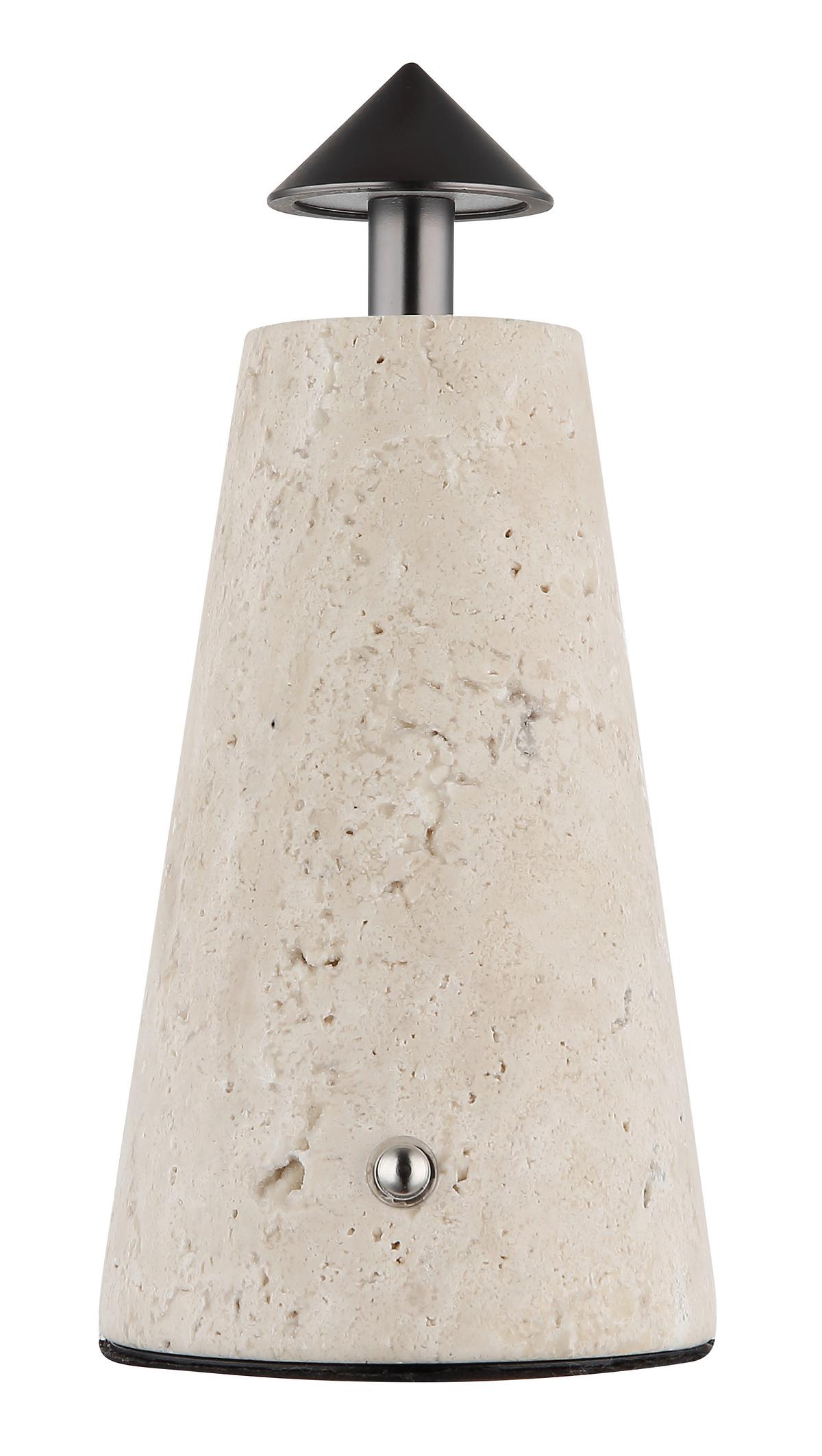 AKKU-TISCHLEUCHTE 21037G LIVA - Weiss/Schwarzchrom, Design, Kunststoff/Stein (9/19cm) - Globo