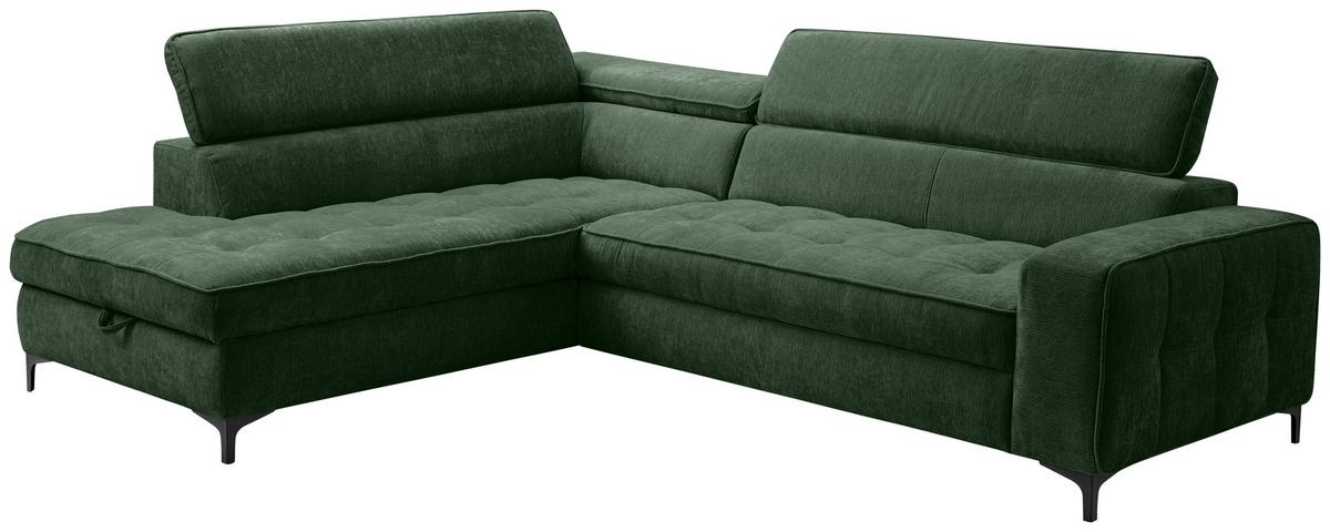 Kutna Garnitura Talia - tamno zelena/crna, Basics, tekstil/metal (203/70-90/251cm) - Modern Living