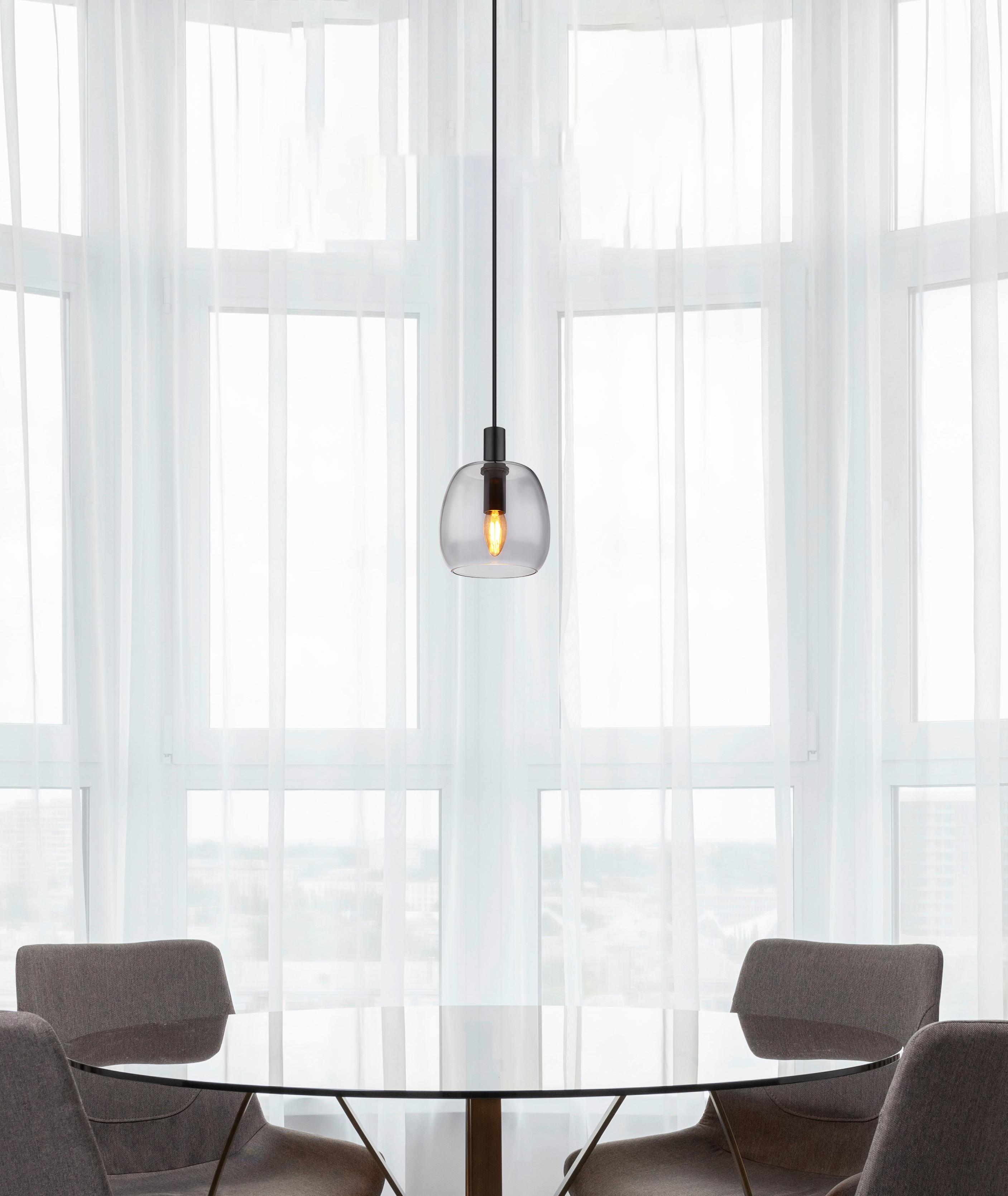 Hängeleuchte Garri max. 40 Watt - Schwarz, Design, Glas/Metall (16/120cm) - Globo