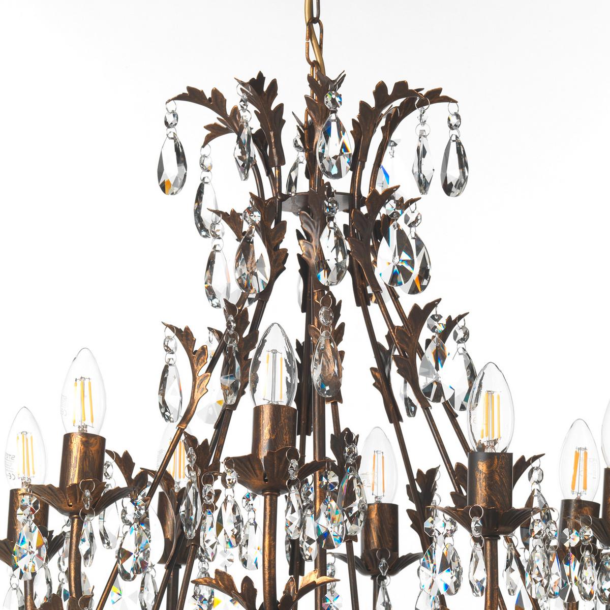 Kristall-Hängeleuchte Botte Bronzefarben max. 6 Watt - Bronzefarben, KONVENTIONELL, Glas/Metall (55/100cm)