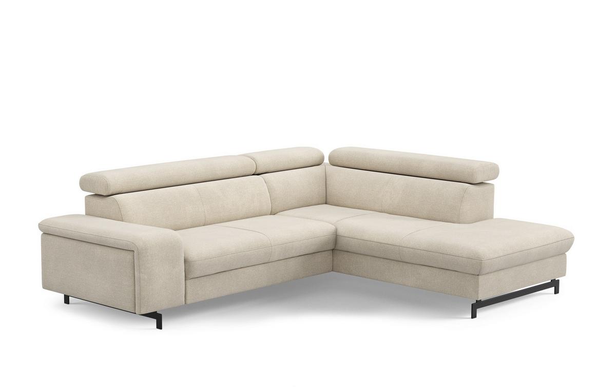 Sarokgarnitúra Emma - bézs, Modern, faalapú anyag/textil (262/81/97/215cm) - Mömax