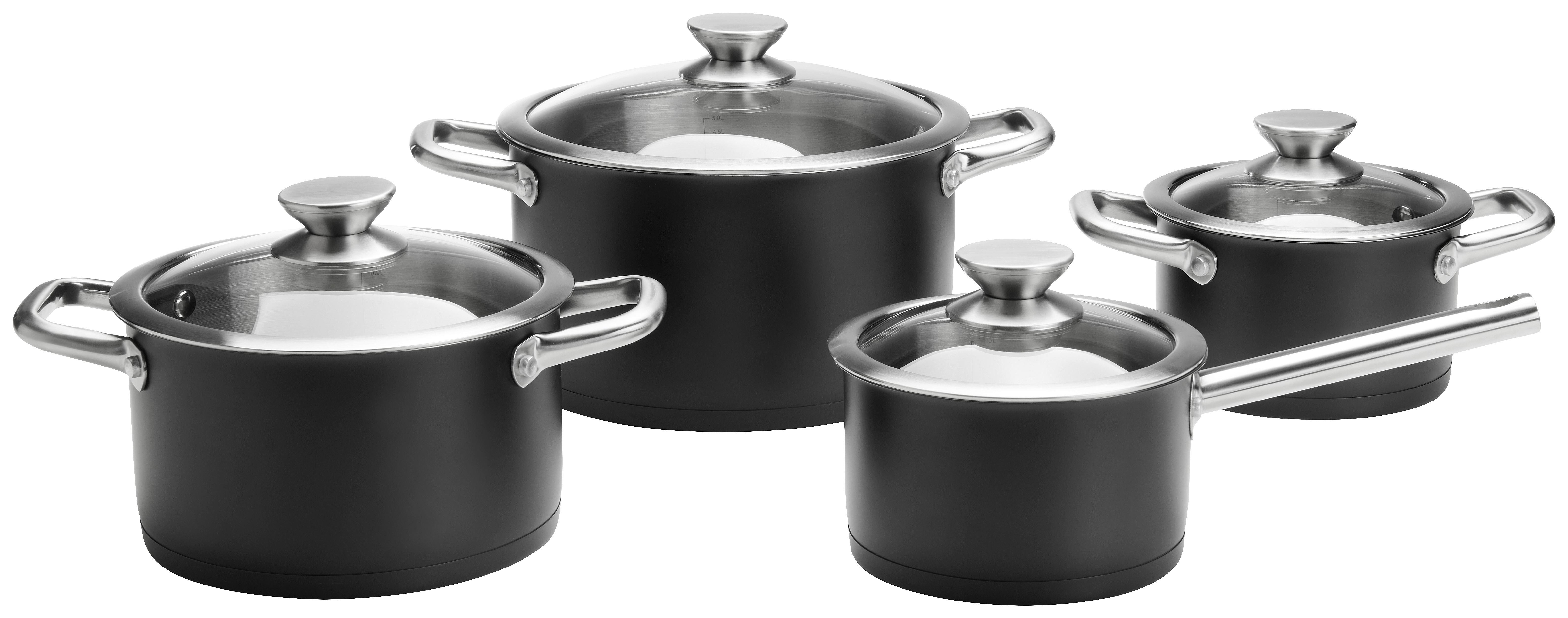 ZESTAW GARNKÓW DAVID - przejrzysty/czarny, Basics, metal/szkło - Homeware Profession.