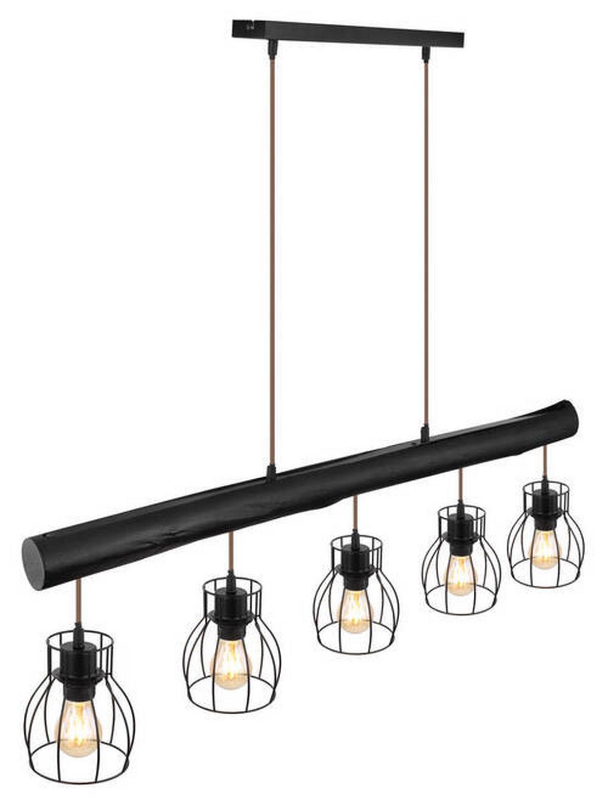 LAMPA WISZĄCA 15326-5NB - czarny, Lifestyle, metal/drewno (104/13,6/140cm) - Globo