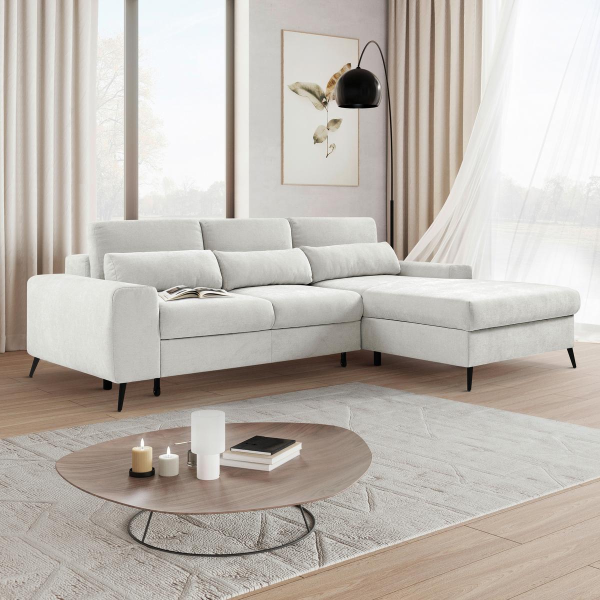 Sarokkanapé Ágyfunkcióval Montana - krémszínű, Modern, faalapú anyag/textil (265/86-109/175cm) - Mömax