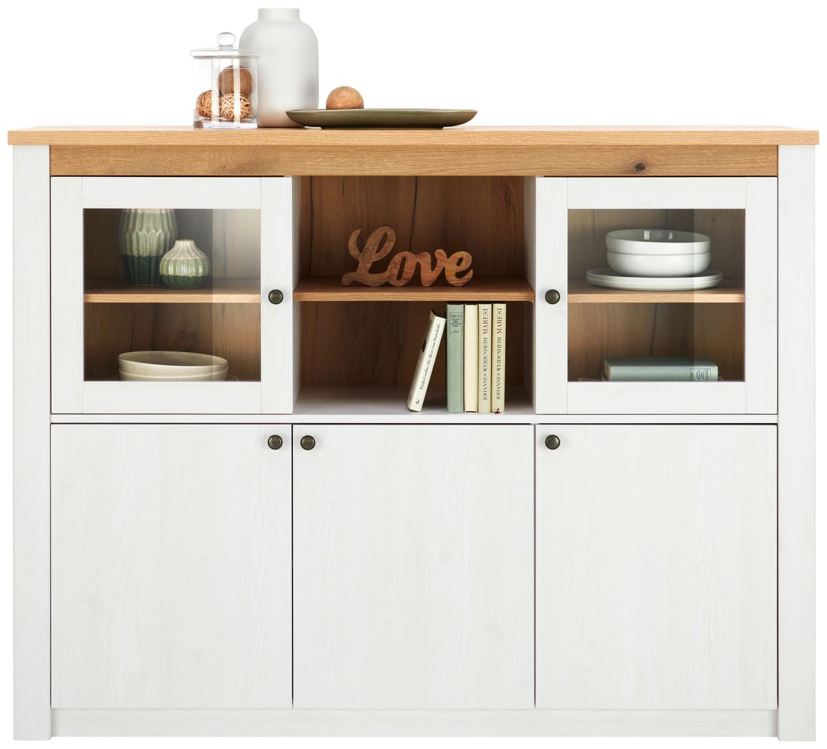 Vitrina Rovigio, Barva Macesna, Bela - bela/barve macesna, Konvencionalno, kovina/umetna masa (155/118/42cm) - Landscape