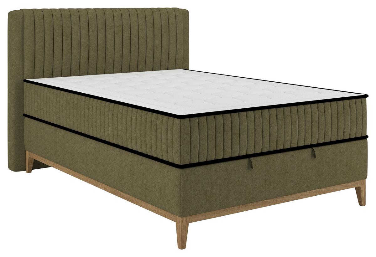 Boxbett Elena Olivgrün ca. 120x200cm - Olivgrün, KONVENTIONELL, Holz/Holzwerkstoff (120/200cm) - Sembella