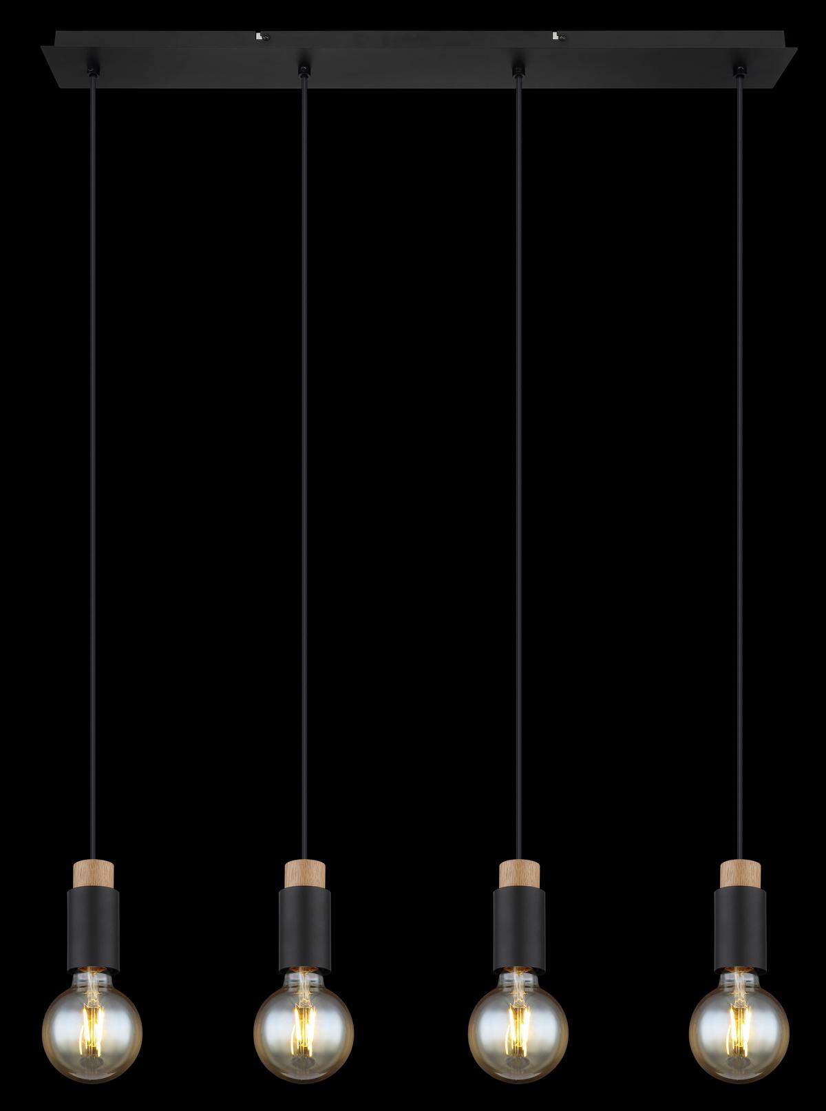 Hängeleuchte Matti in Schwarz/Braun max. 40 Watt - Dunkelbraun/Schwarz, Design, Holz/Kunststoff (75/8/120cm) - Globo