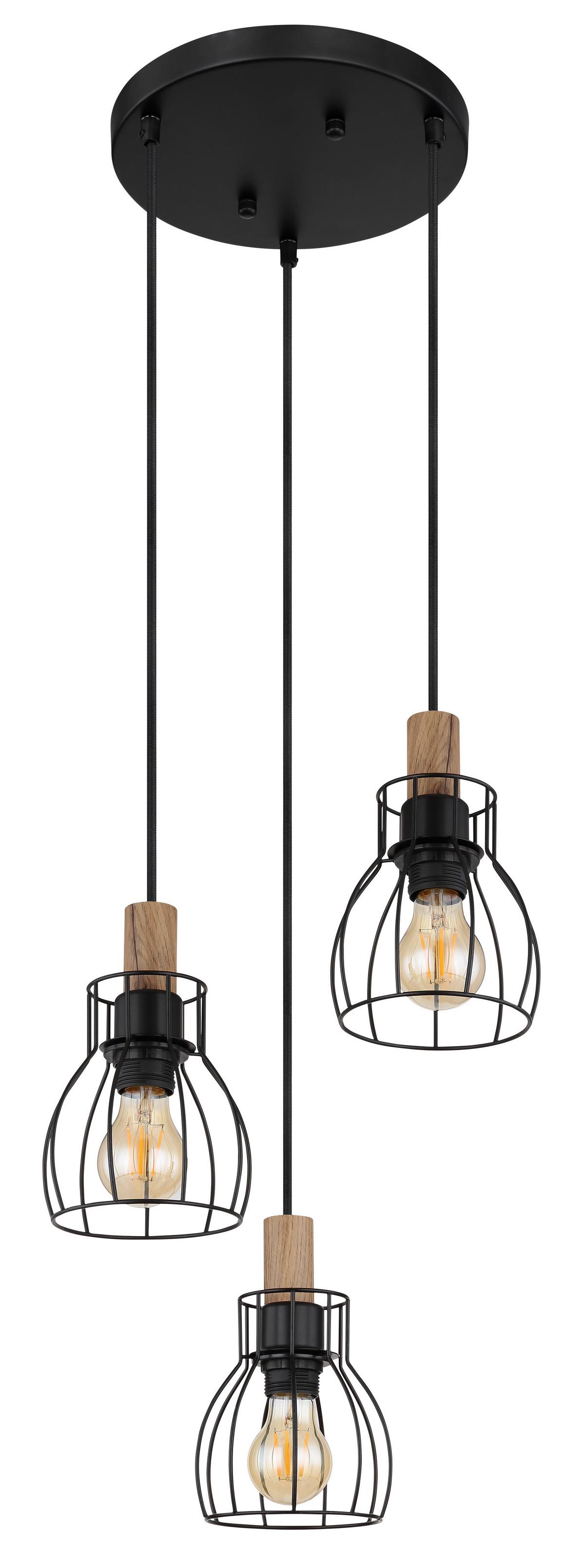 Hängeleuchte Mina max. 40 Watt - Dunkelbraun/Schwarz, KONVENTIONELL, Holz/Metall (35,5/120cm) - Globo