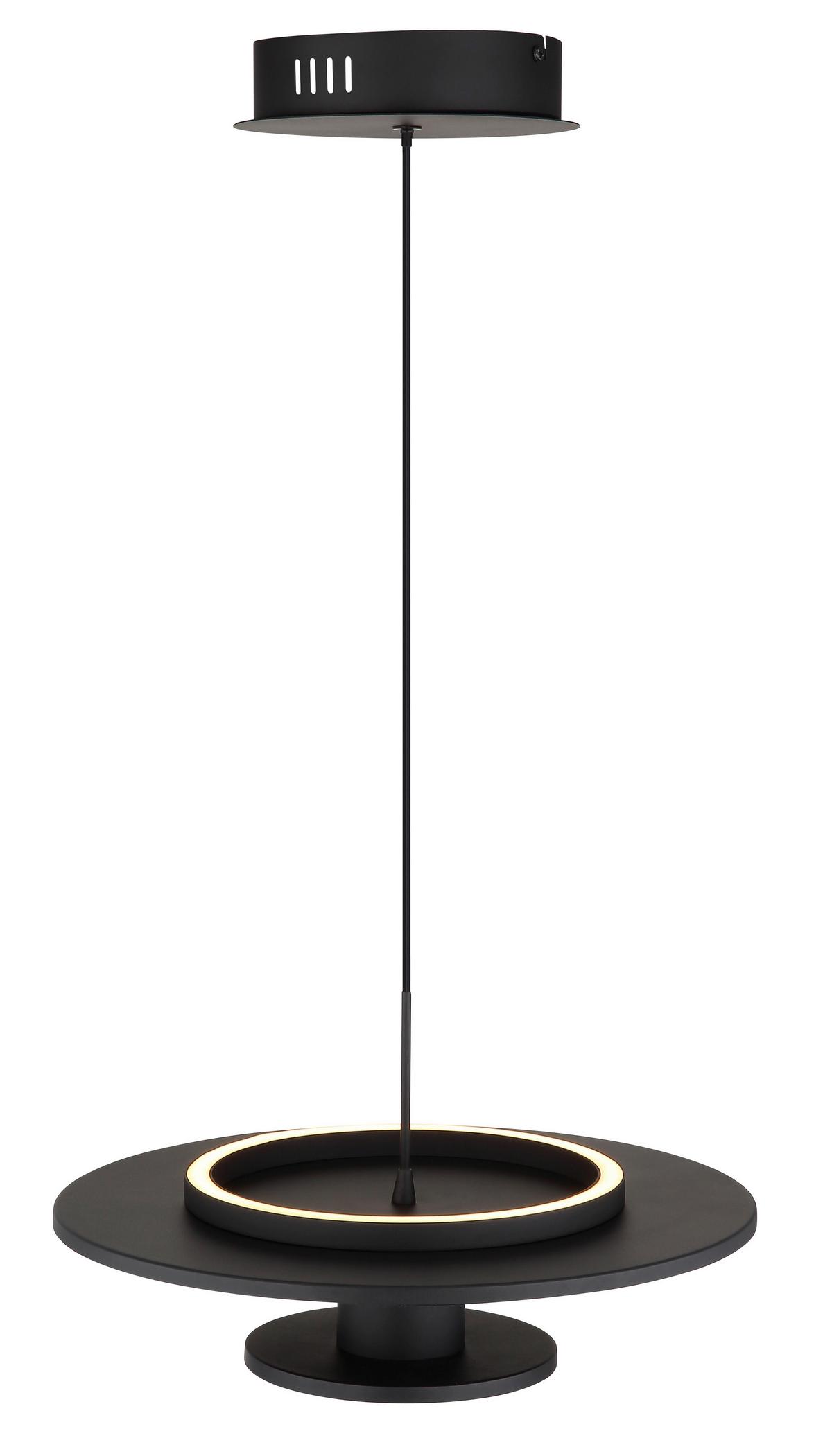 LED-Hängeleuchte Carter Schwarz max. 24 Watt - Schwarz, Basics, Kunststoff/Textil (38/150cm) - Globo