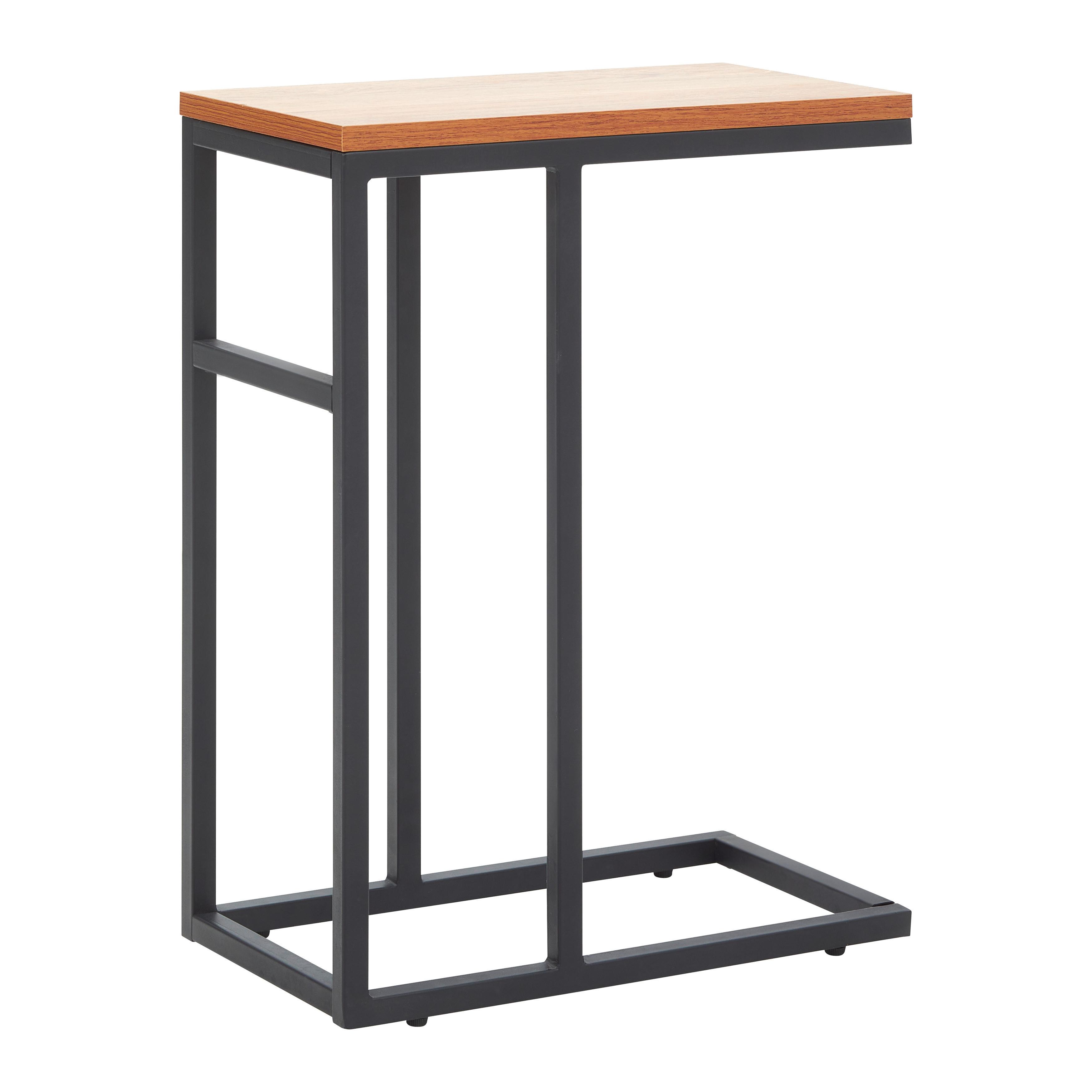 Beistelltisch Giorgia Eichefarbe/Schwarz MDF - Eichefarben/Schwarz, MODERN, Holzwerkstoff/Metall (47/27/64cm) - Bessagi Home