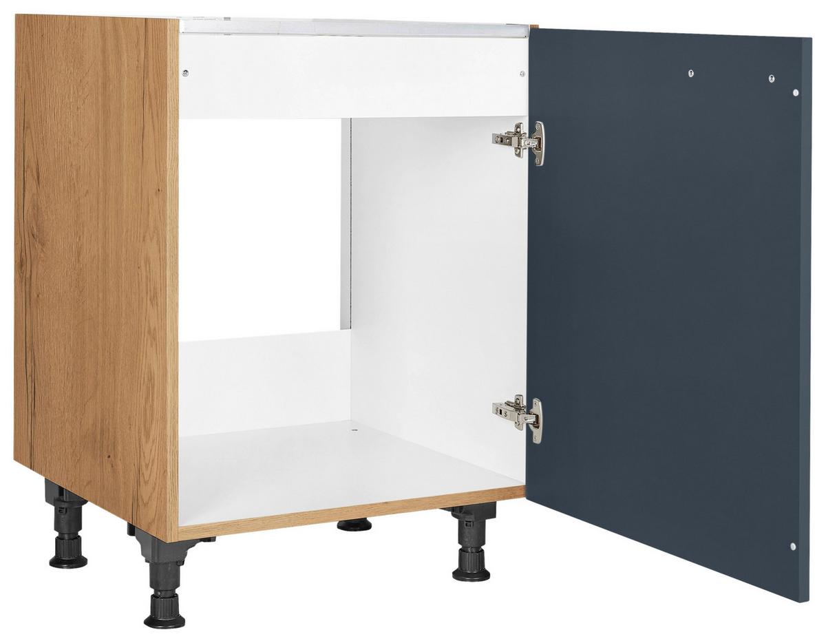 Spülenunterschrank Easytouch Blau - Blau/Eichefarben, MODERN, Holzwerkstoff/Metall (60/57/56cm) - Nobilia