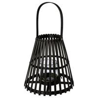 Lámpás Bambus - fekete, Basics, Üveg/természetes anyagok (21/19cm)