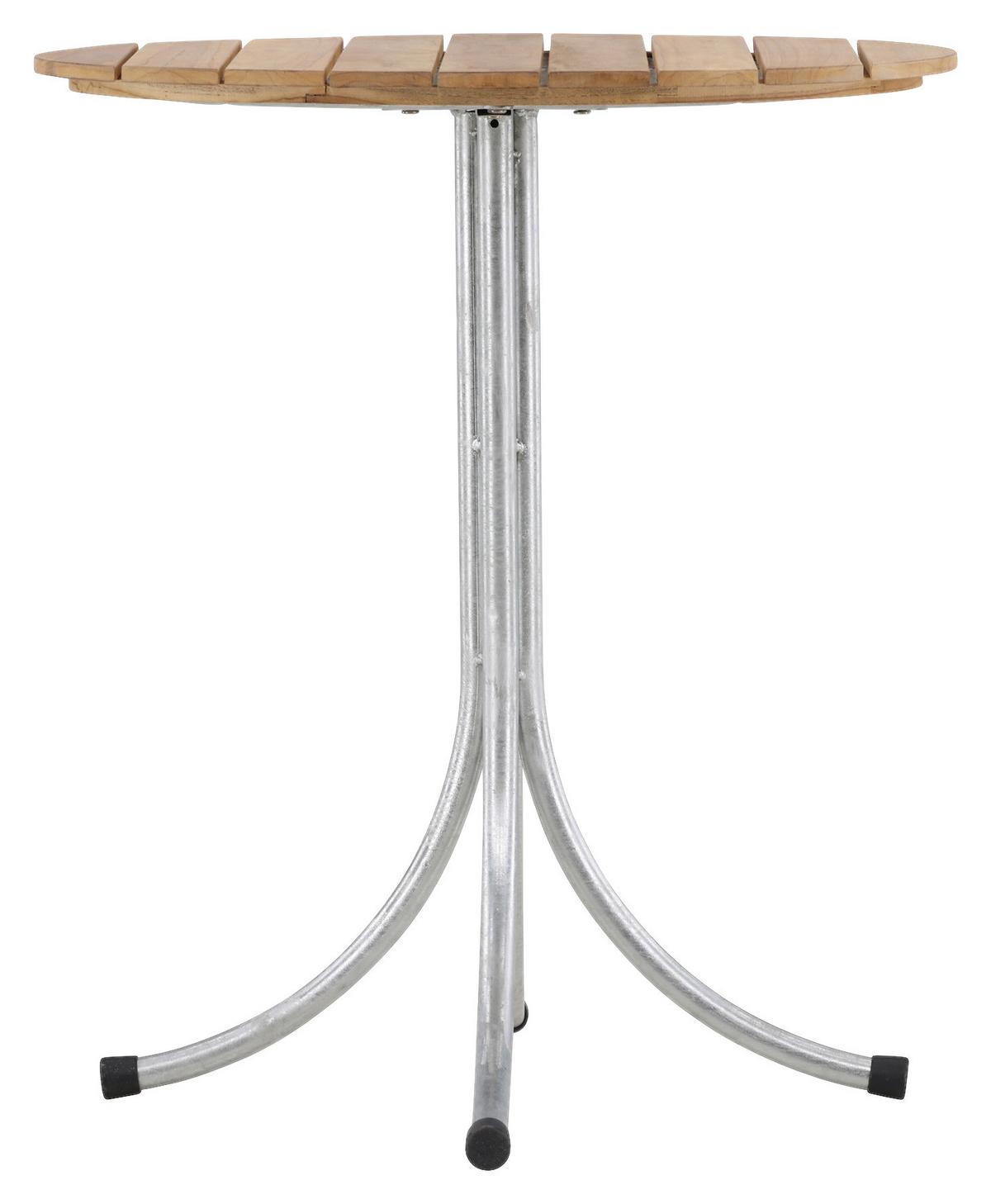 Gartentisch Holmsund ca. 65x65x75cm Teakholz/Silber - Silberfarben/Teakfarben, KONVENTIONELL, Holz/Metall (65/65/75cm) - Gardenson