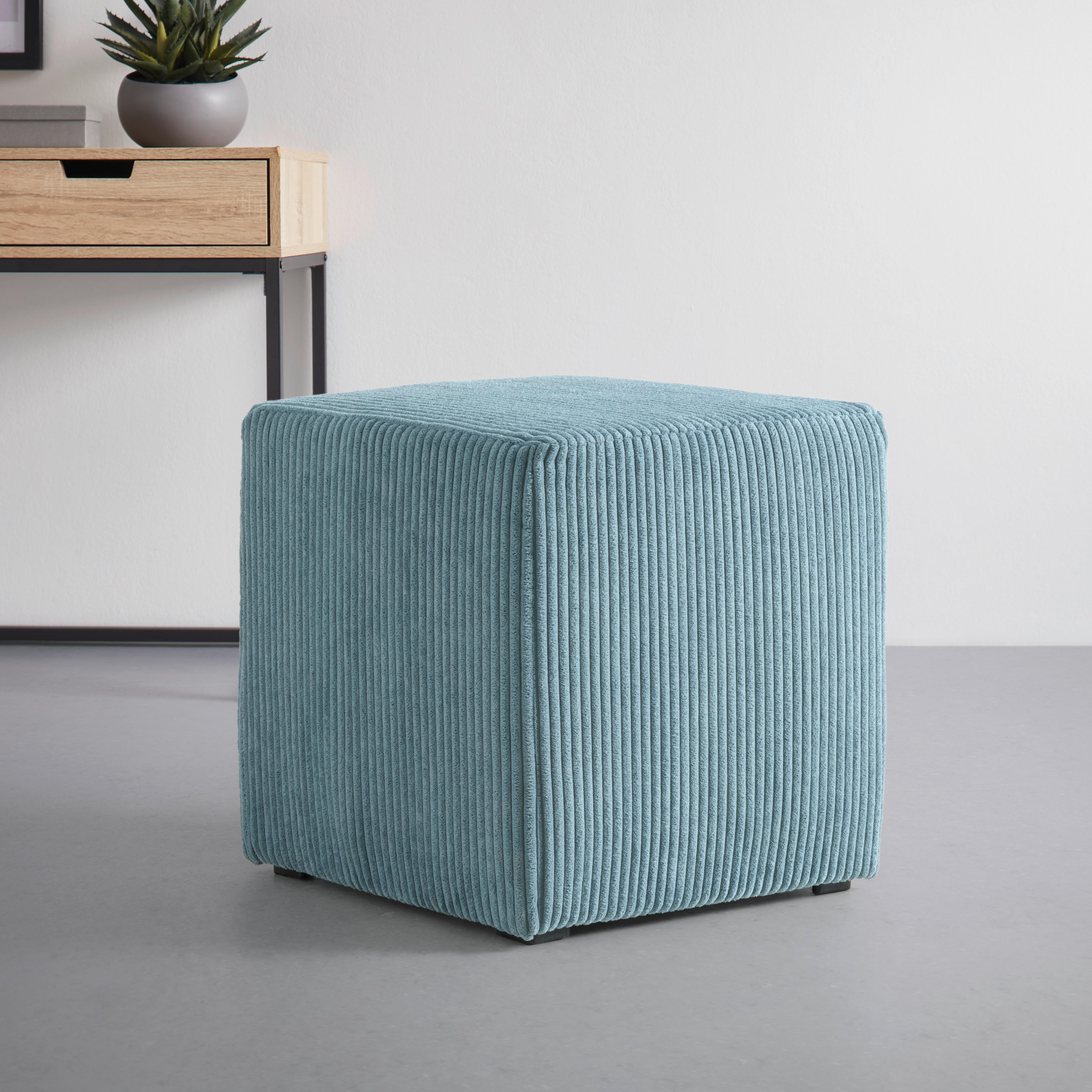 Hocker Bali Cord in Petrol - Petrol, MODERN, Textil (45/42/45cm) - Based