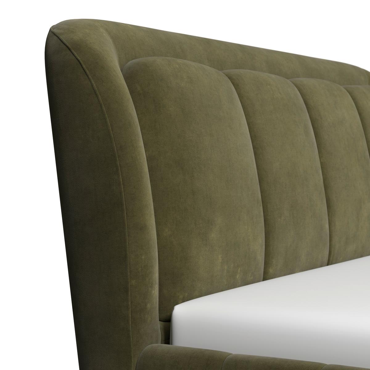 Polsterbett Anton Olive ca. 180x200 cm - Dunkelgrün/Schwarz, Modern, Holz/Textil (180/200cm) - Bessagi Home