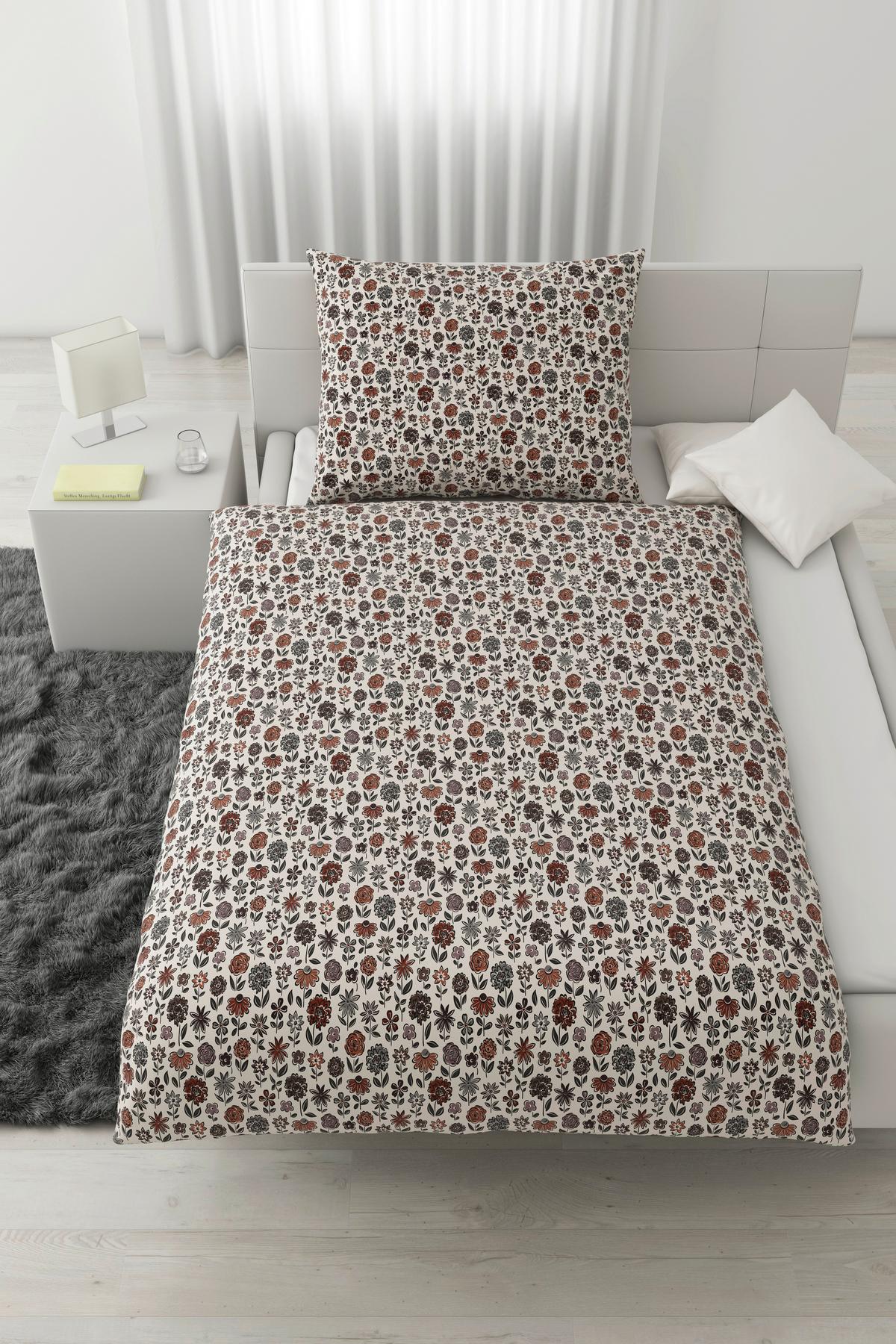 BETTWÄSCHESET MAXIME - Weiss/Braun, Romantik / Landhaus, Textil (160/210cm) - Modern Living