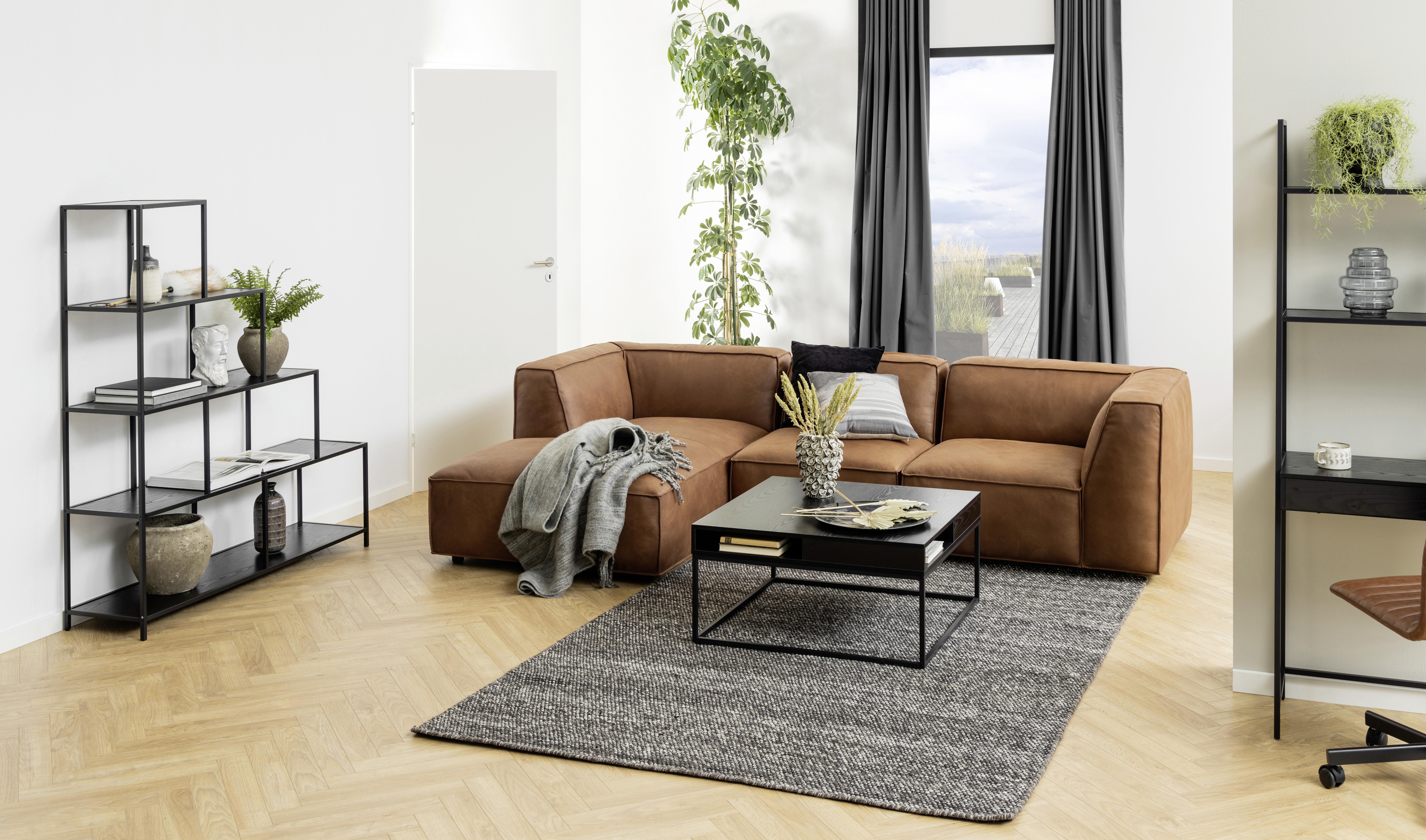 STOLIK KAWOWY WILLFORD - kolor jesionowy/czarny, Trend, materiał drewnopochodny/metal (80/80/40cm) - MID.YOU