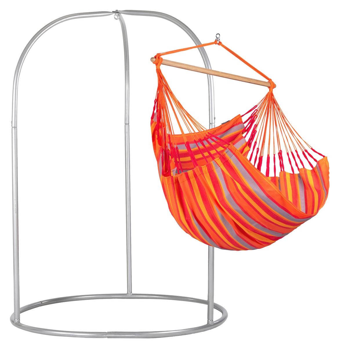 Hängesessel Comfort Hammock Echtholz Gelb/Orange/Rot/Grau - Gelb/Rot, LIFESTYLE, Holz/Textil (110/160/180cm) - La Siesta
