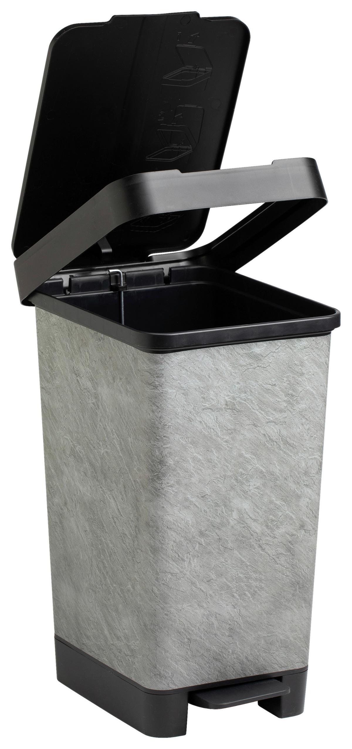 Treteimer Style Schwarz/Grau ca. 25l - Schwarz/Grau, MODERN, Kunststoff/Metall (26/36/47cm) - Mömax