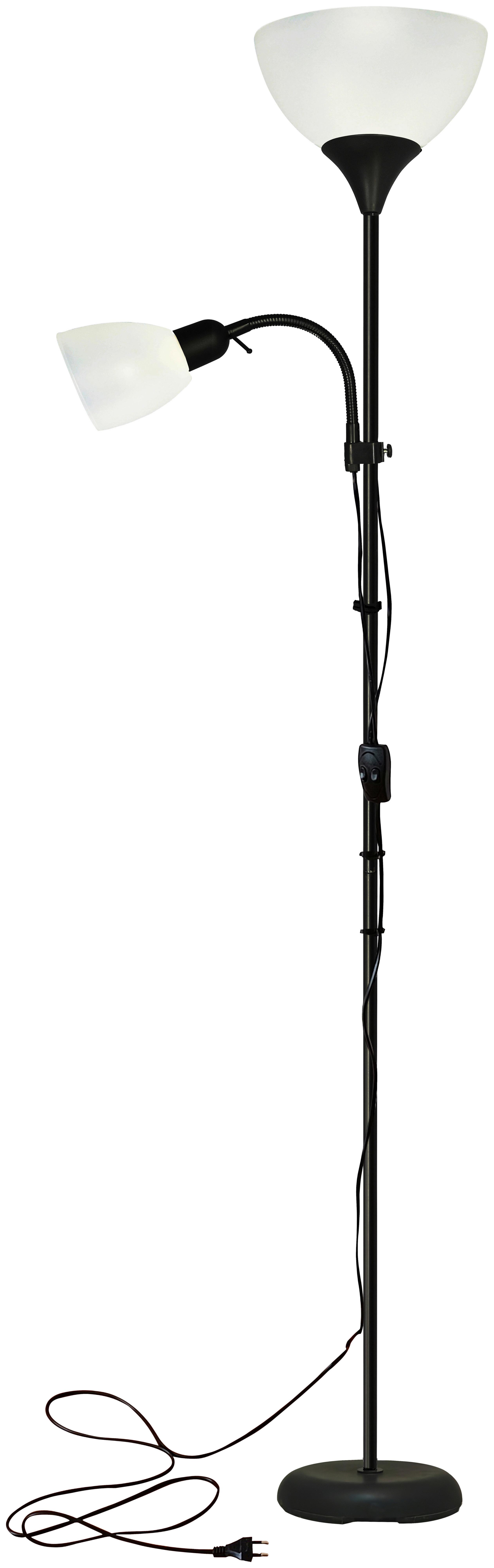 Stehleuchte Vanessa Weiß/Schwarz max. 60 Watt - Schwarz/Weiß, MODERN, Kunststoff/Metall (42/21/180cm) - Mömax