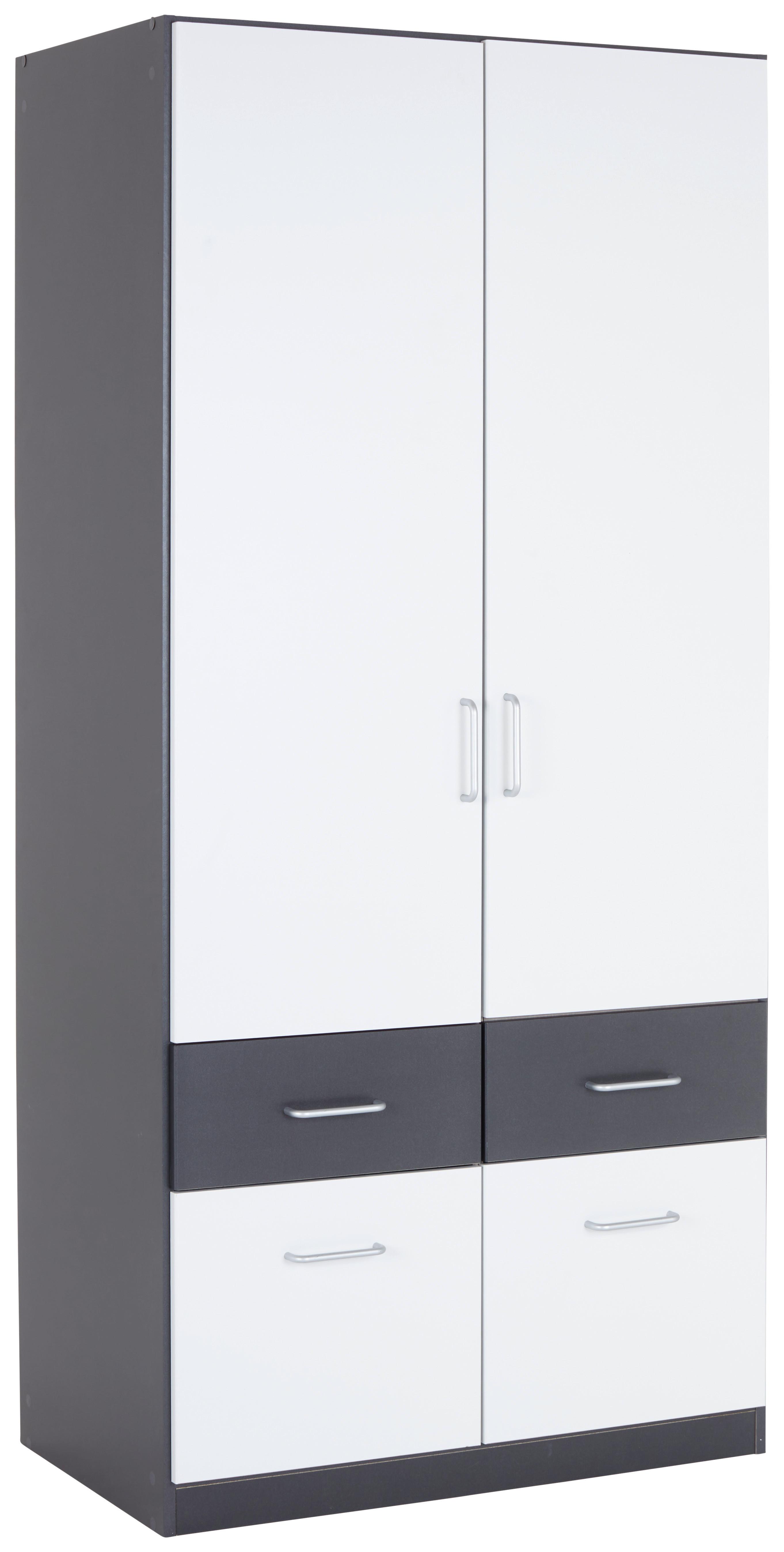 Omara Za Oblačila Aalen, Bela, Siva, Š. 91 Cm - siva/bela, Konvencionalno, umetna masa/leseni material (91/197/54cm)