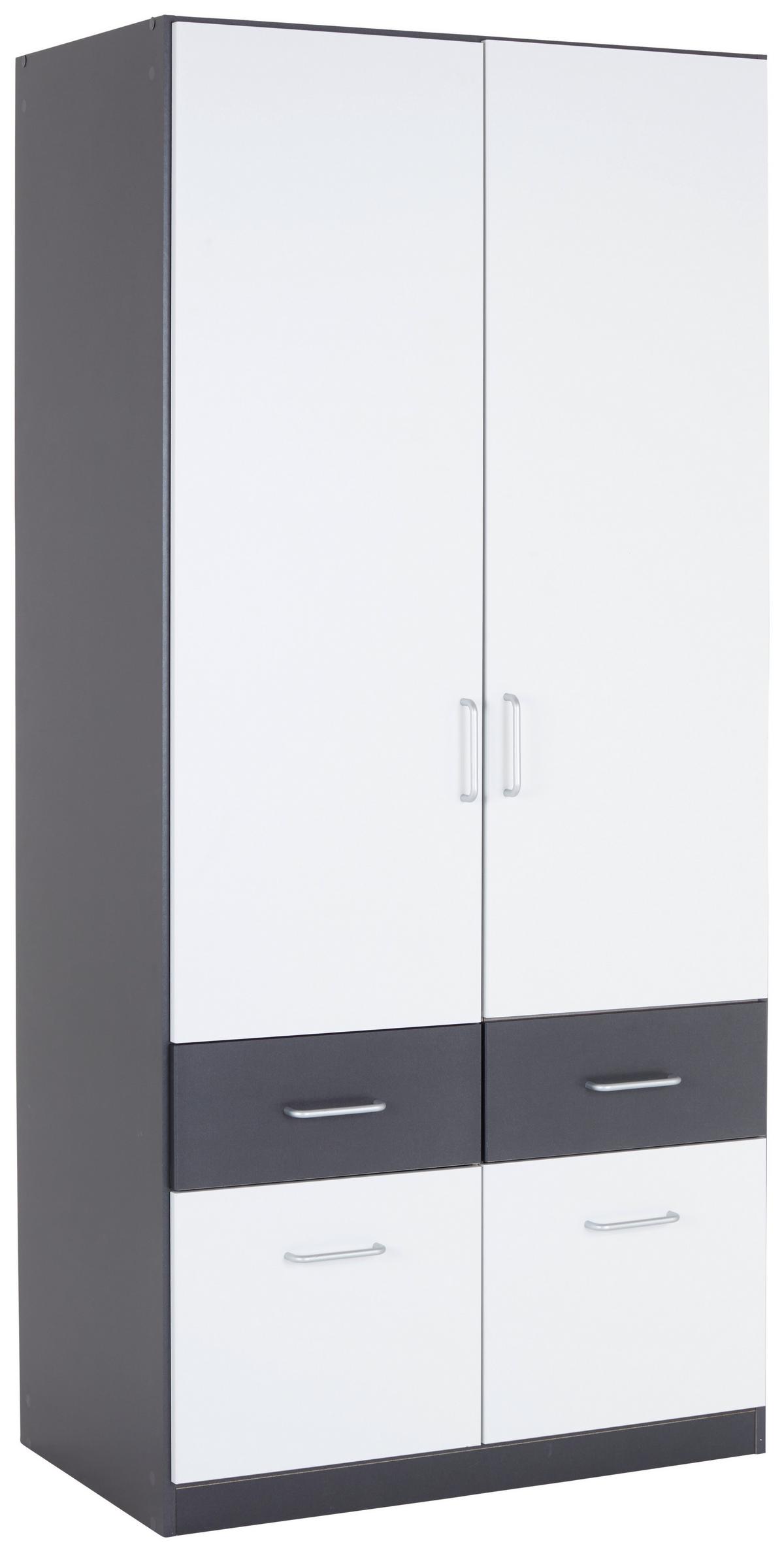 Omara Za Oblačila Aalen, Bela, Siva, Š. 91 Cm - siva/bela, Konvencionalno, umetna masa/leseni material (91/197/54cm)