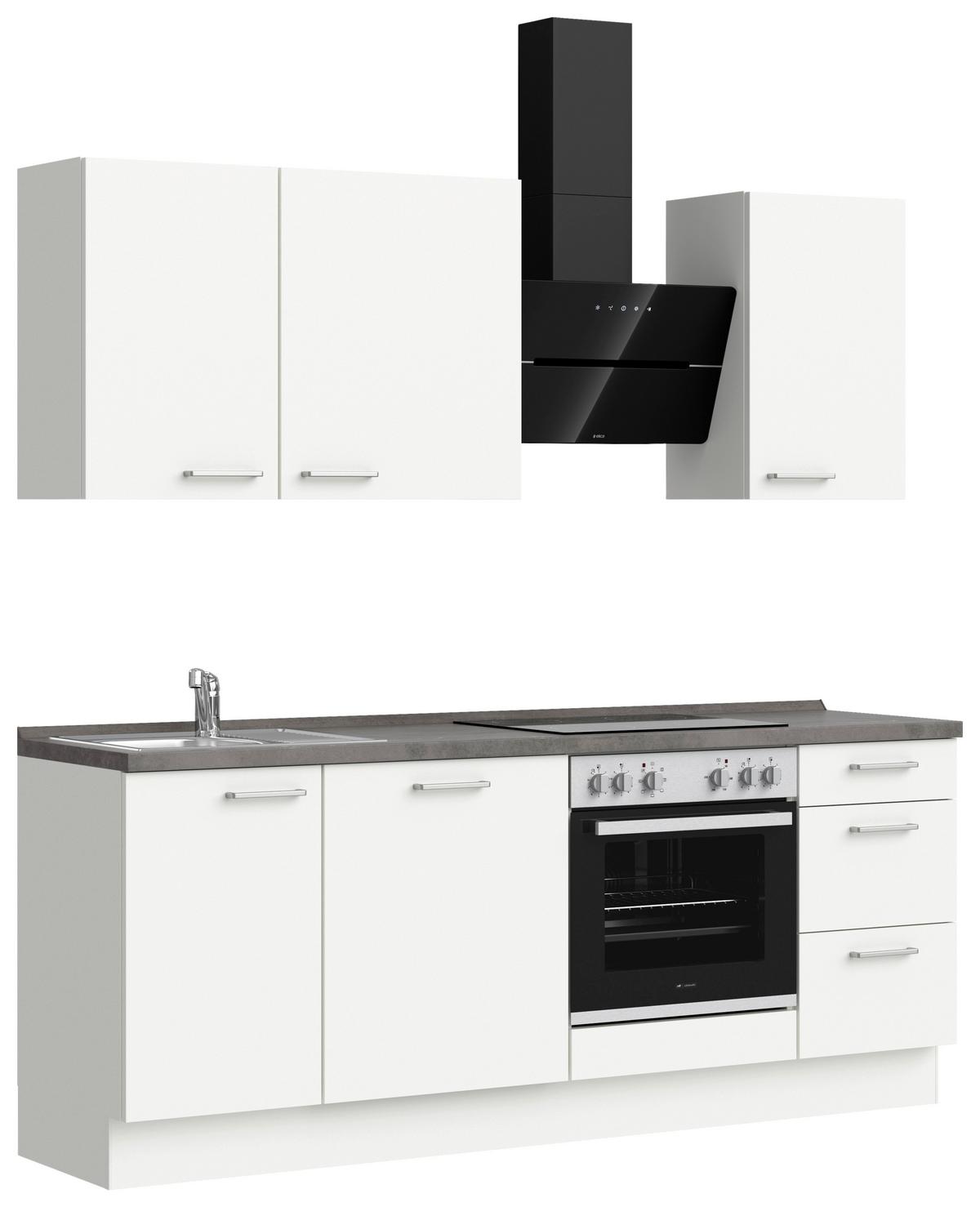 Küchenleerblock Touch High o. Geräte Weiß - Edelstahlfarben/Weiß, MODERN, Holzwerkstoff/Metall (210cm) - Nobilia