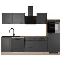 Kuhinjski Blok Brez Aparatov Romeo, Antracit, Barva Hrasta - črna/barve hrasta, Basics, kovina/leseni material (280cm) - FlexWell