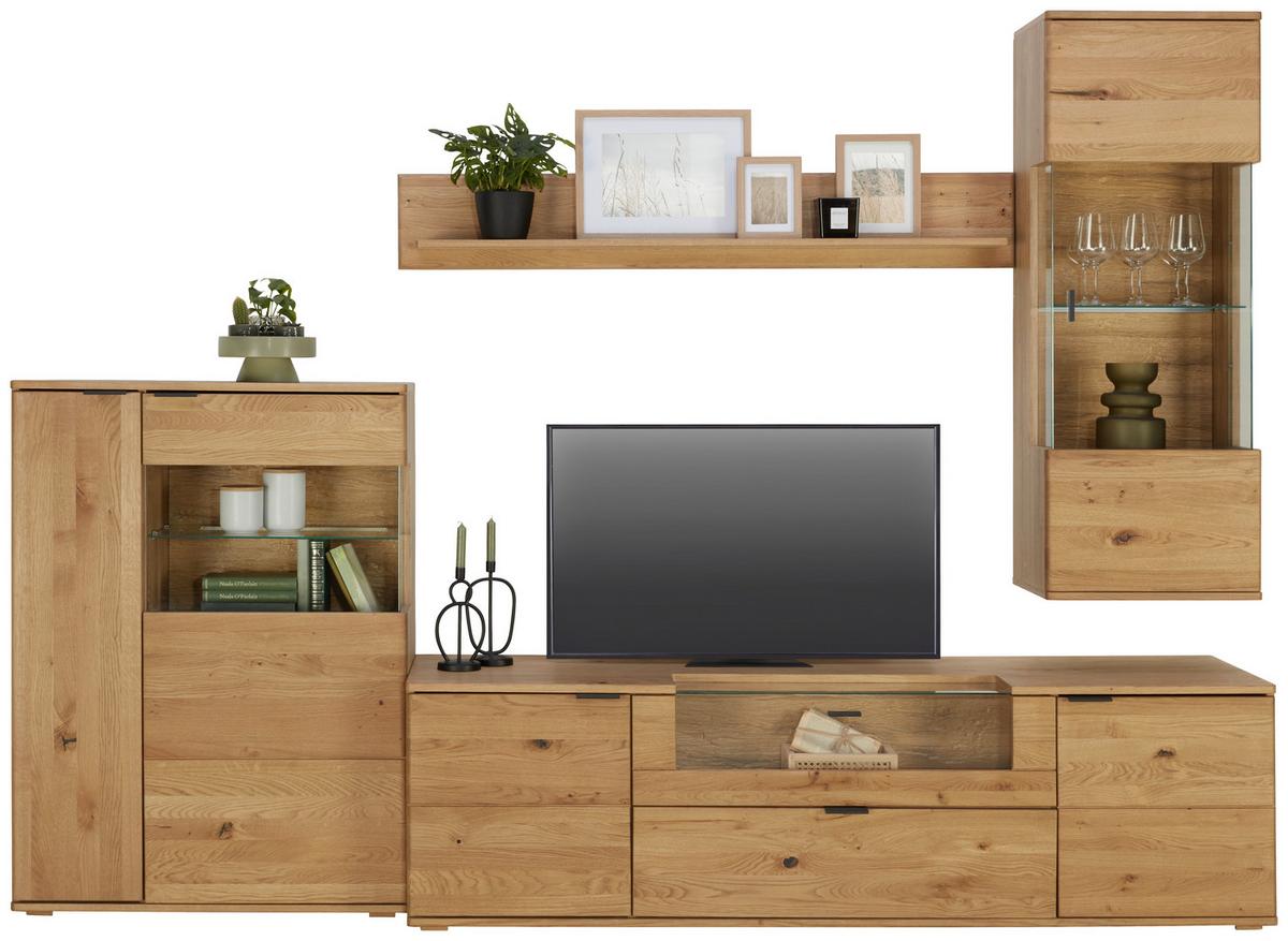 Hängevitrine in Wildeiche - Wildeiche/Schwarz, Modern, Glas/Holz (50/138/37cm) - Premium Living