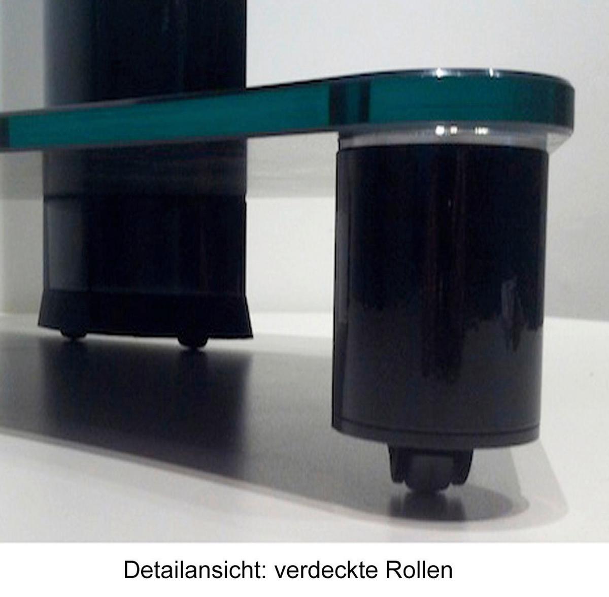 TV-Rack Tosal m. Rollen ca. 60x100 cm Silber/Transpar. - Transparent/Silberfarben, KONVENTIONELL, Glas/Metall (60/100/44cm) - MID.YOU