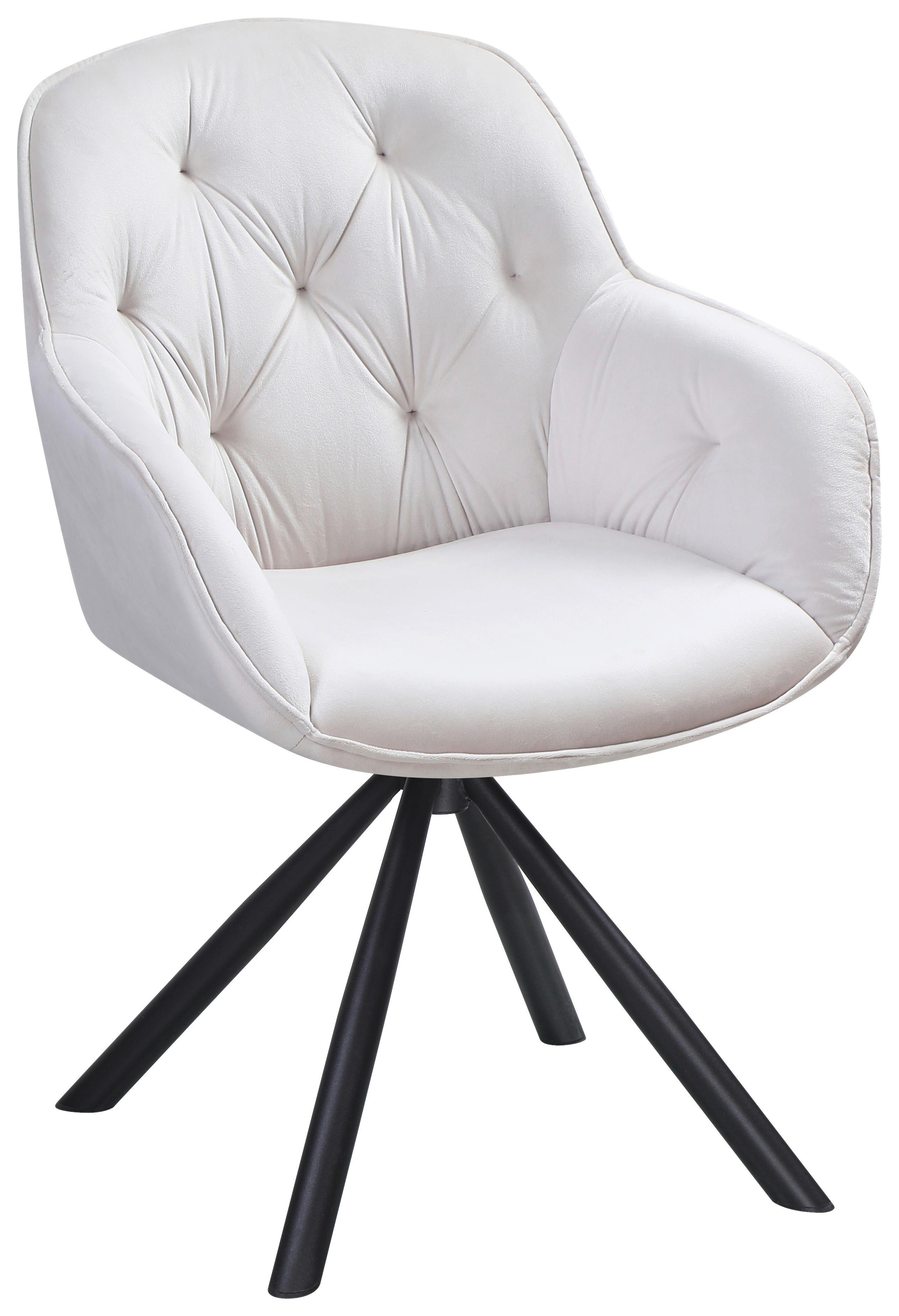 Naslanjač Silvi, Bež, Žamet, Vrtljiv - črna/bež, Konvencionalno, kovina/tekstil (62/85/62cm)