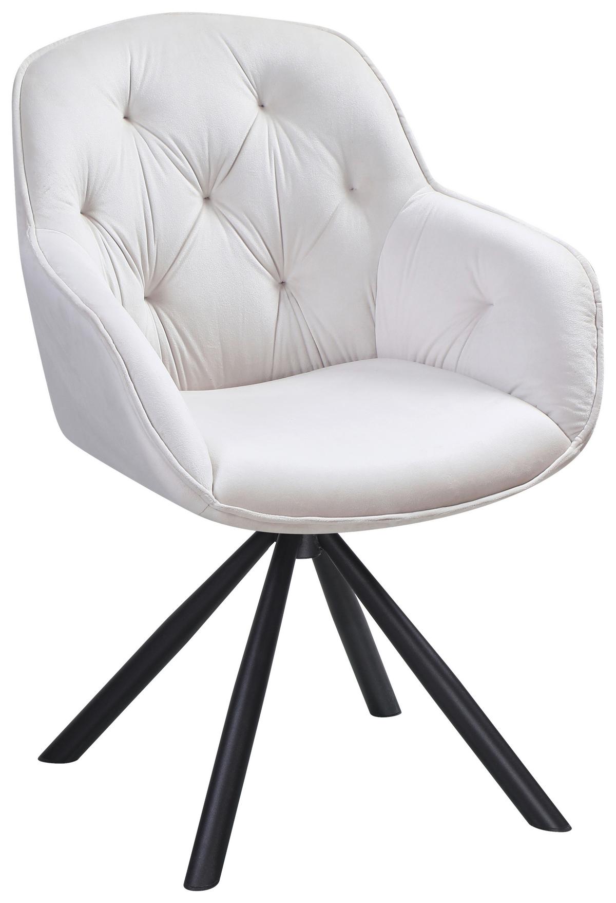 Naslanjač Silvi, Bež, Žamet, Vrtljiv - črna/bež, Konvencionalno, kovina/tekstil (62/85/62cm)