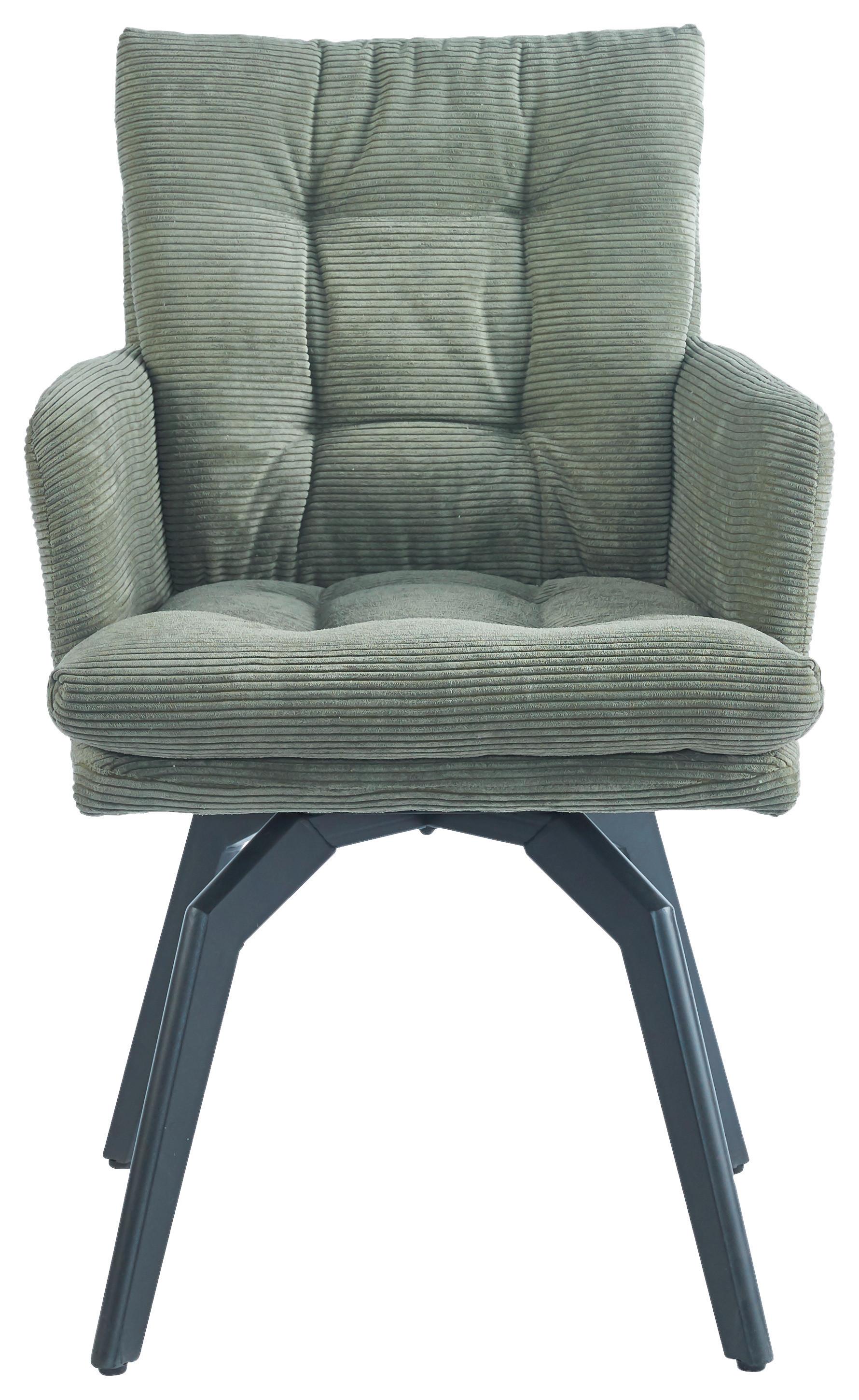 Armlehnstuhl Hanna in Grün - Schwarz/Grün, MODERN, Textil/Metall (60/88/64cm) - Mömax