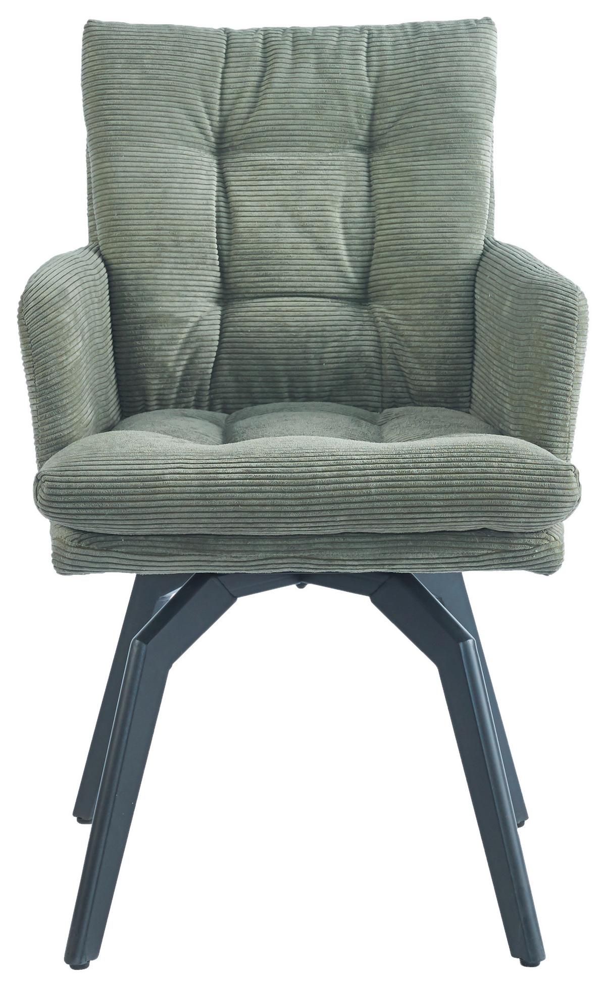 Armlehnstuhl Hanna in Grün - Schwarz/Grün, MODERN, Textil/Metall (60/88/64cm) - Mömax