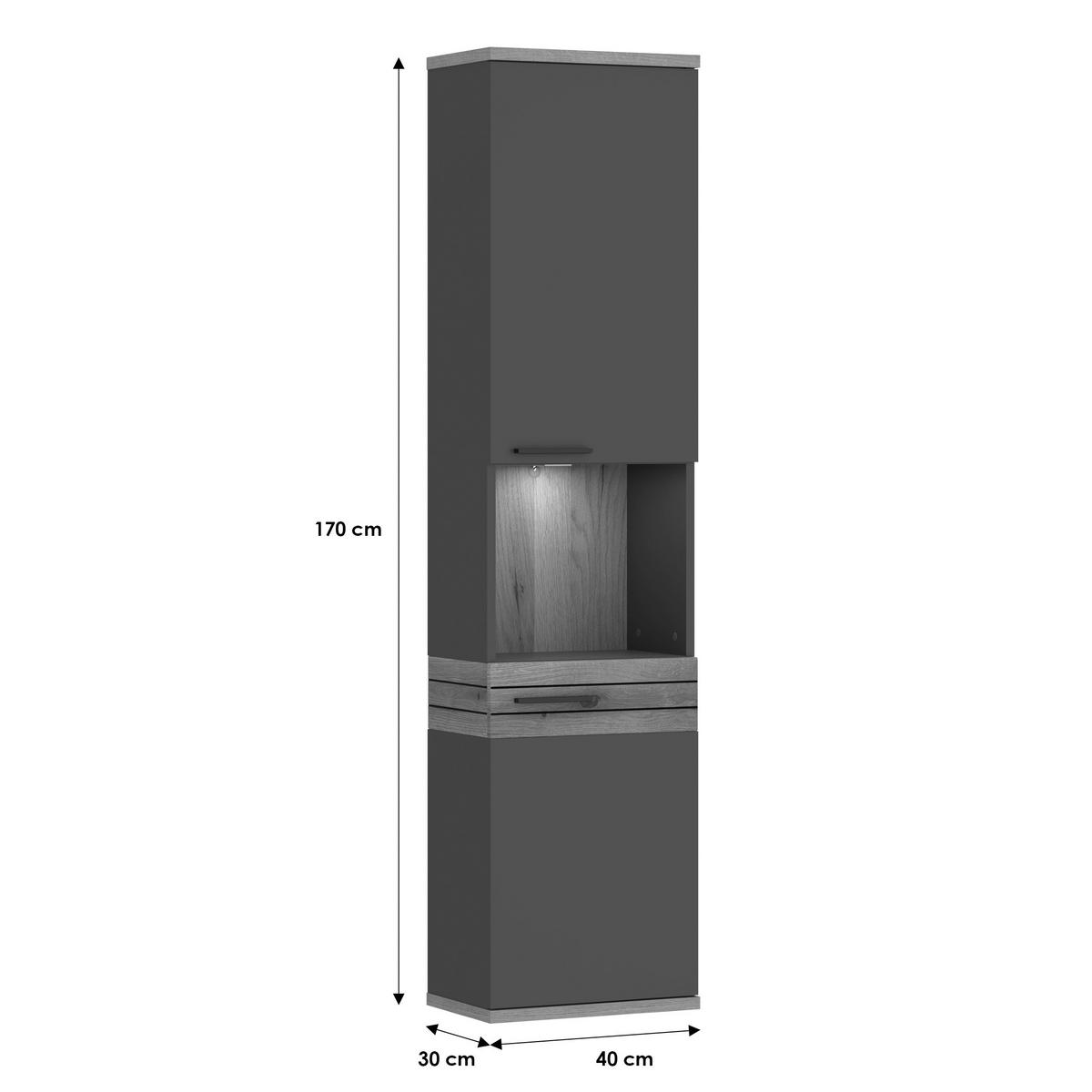 Dulap înalt Cotia - culoare lemn stejar/antracit, Modern, material pe bază de lemn (40/170/30cm) - James Wood