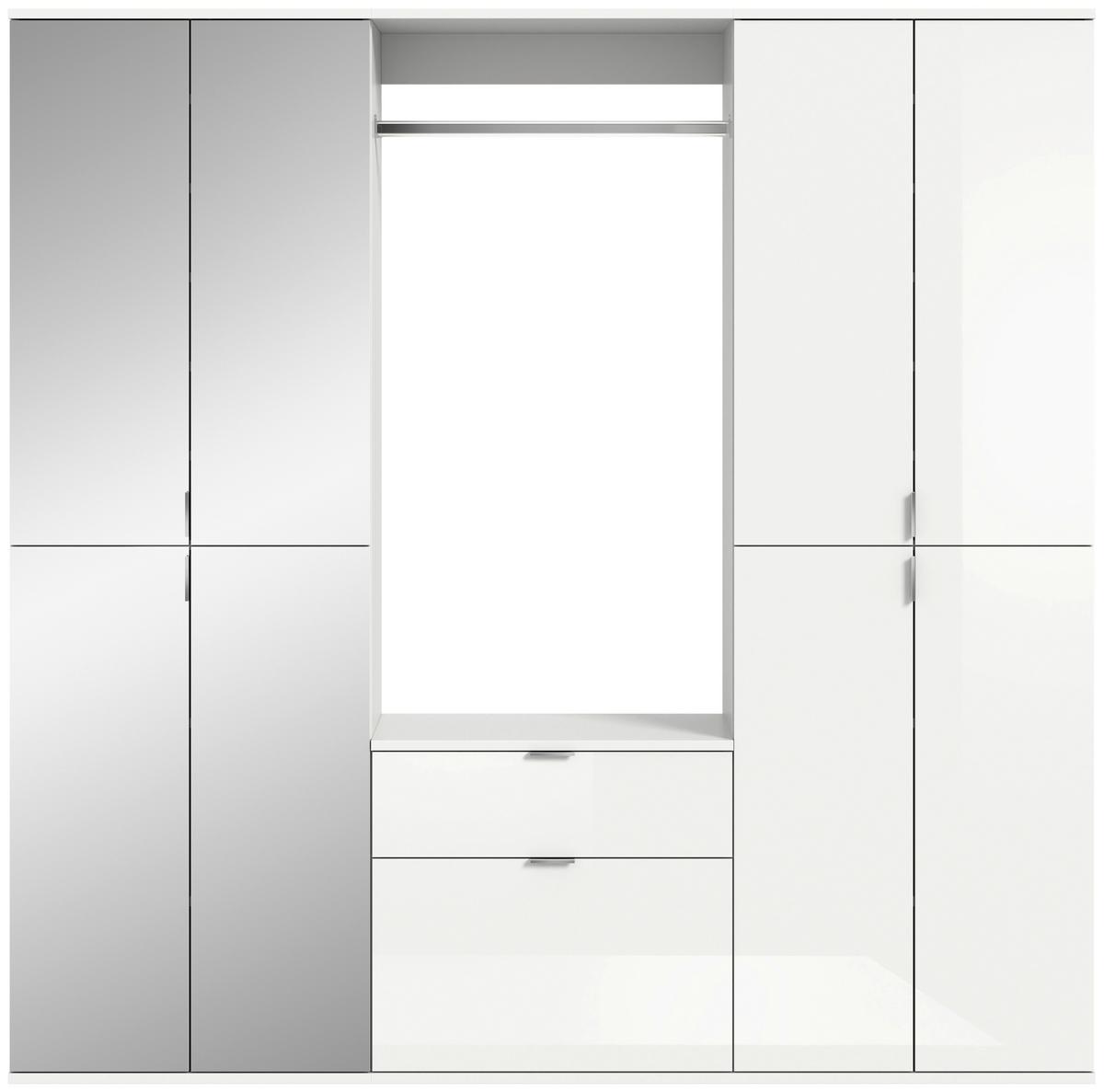 Ormar S Klasičnim Vratima Projekt X - bijela visoki sjaj, Moderno, staklo/drvni materijal (183/193/34cm) - Modern Living