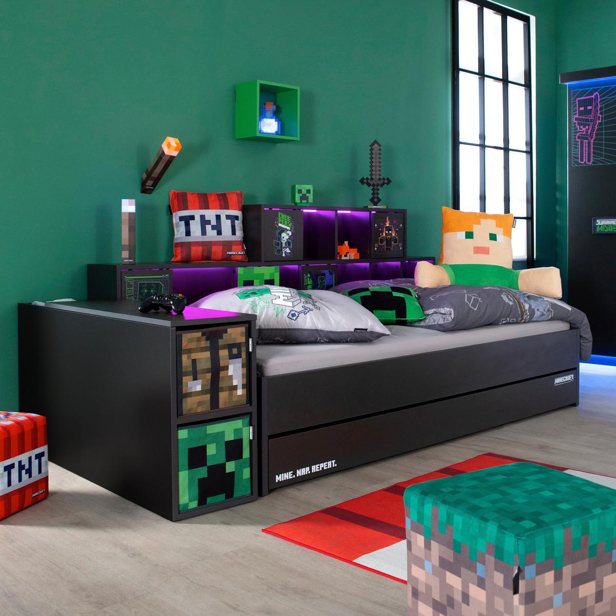 ZAGŁÓWEK MINECRAFT -EXKLUSIV- - czarny, Modern, materiał drewnopochodny (124/64/32cm) - Minecraft
