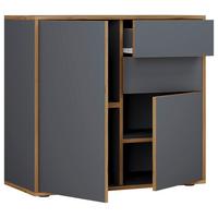 Komoda Salia B80, Antracit, Barva Hrasta - črna/medeni hrast, Design, umetna masa/leseni material (79/74/33cm) - MID.YOU