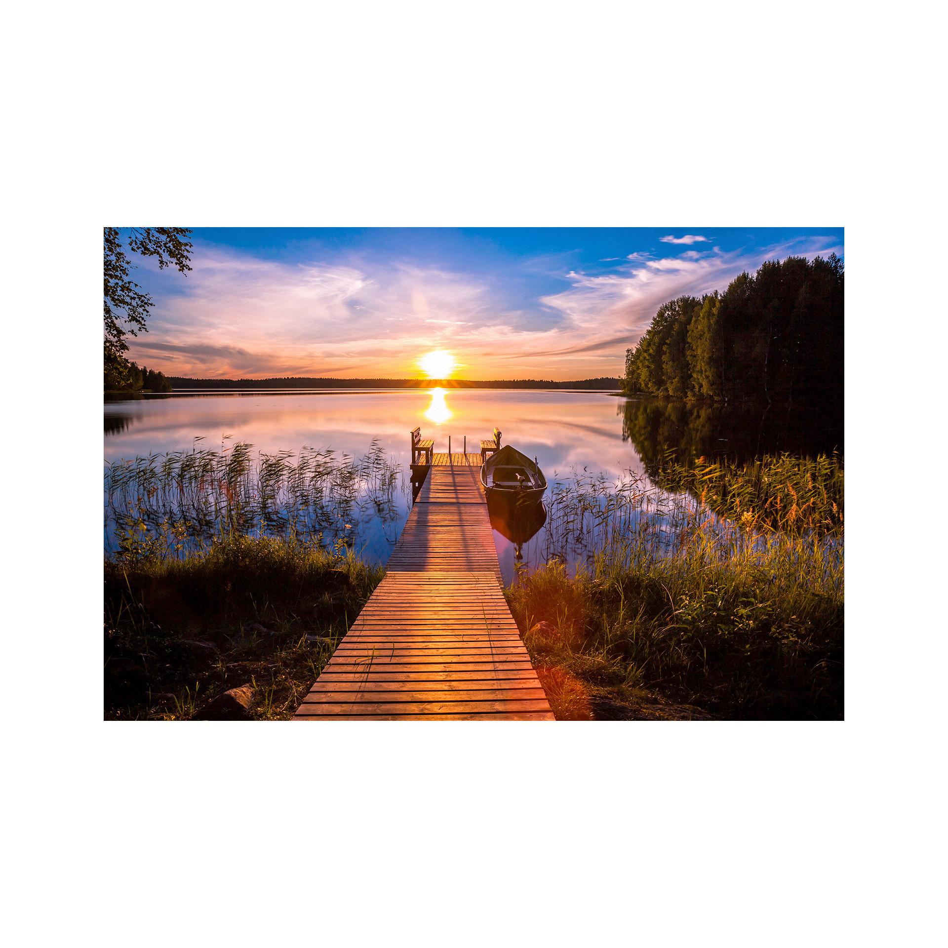Leinwandbild Sunset Pier Multicolor ca. 85x113cm - Multicolor, Basics, Holz/Textil (85/113cm)