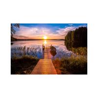Leinwandbild Sunset Pier Multicolor ca. 85x113cm - Multicolor, Basics, Holz/Textil (85/113cm)