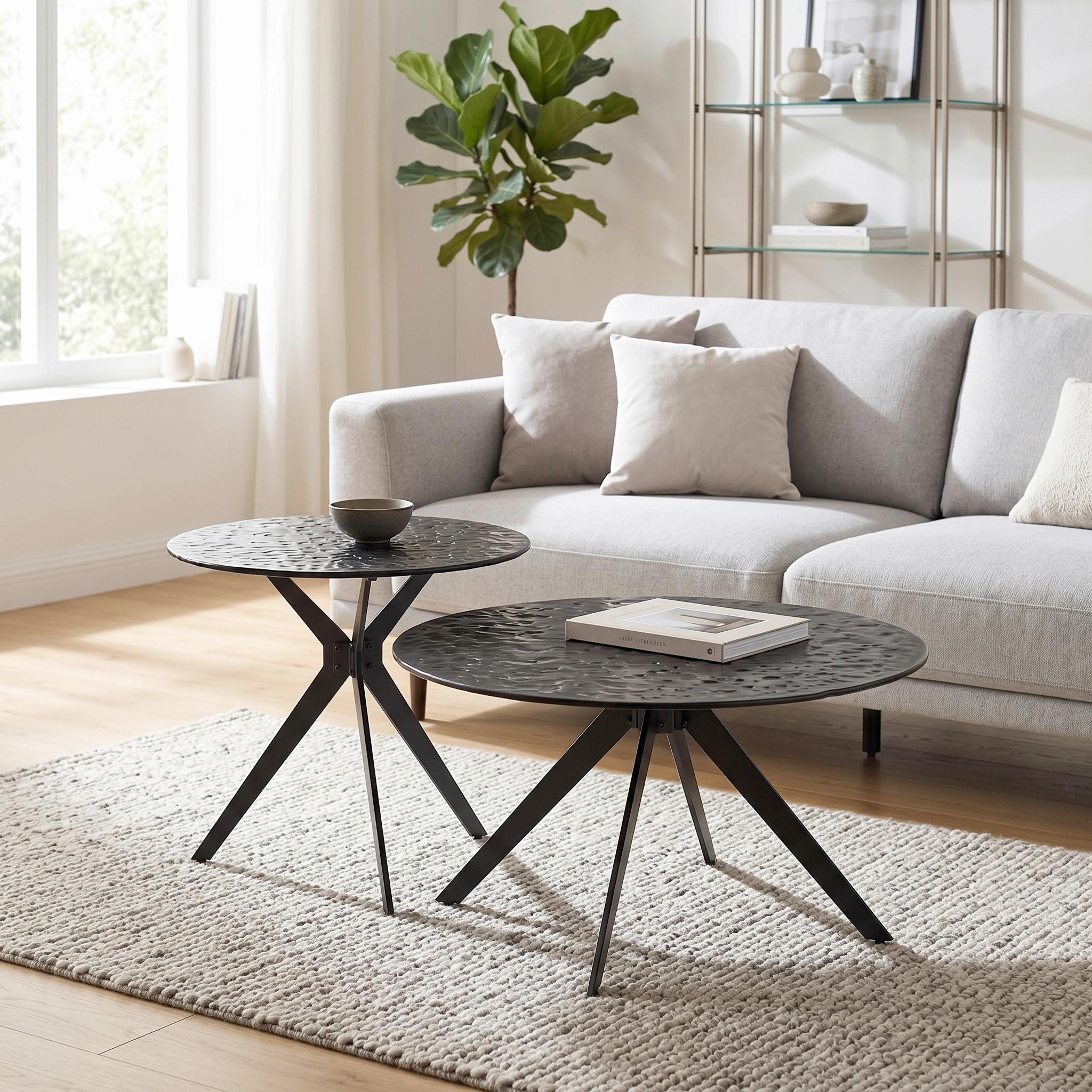 SOFFBORD CONTI - svart, Modern, metall/glas (70/55/70/55/38/48cm) - Mömax