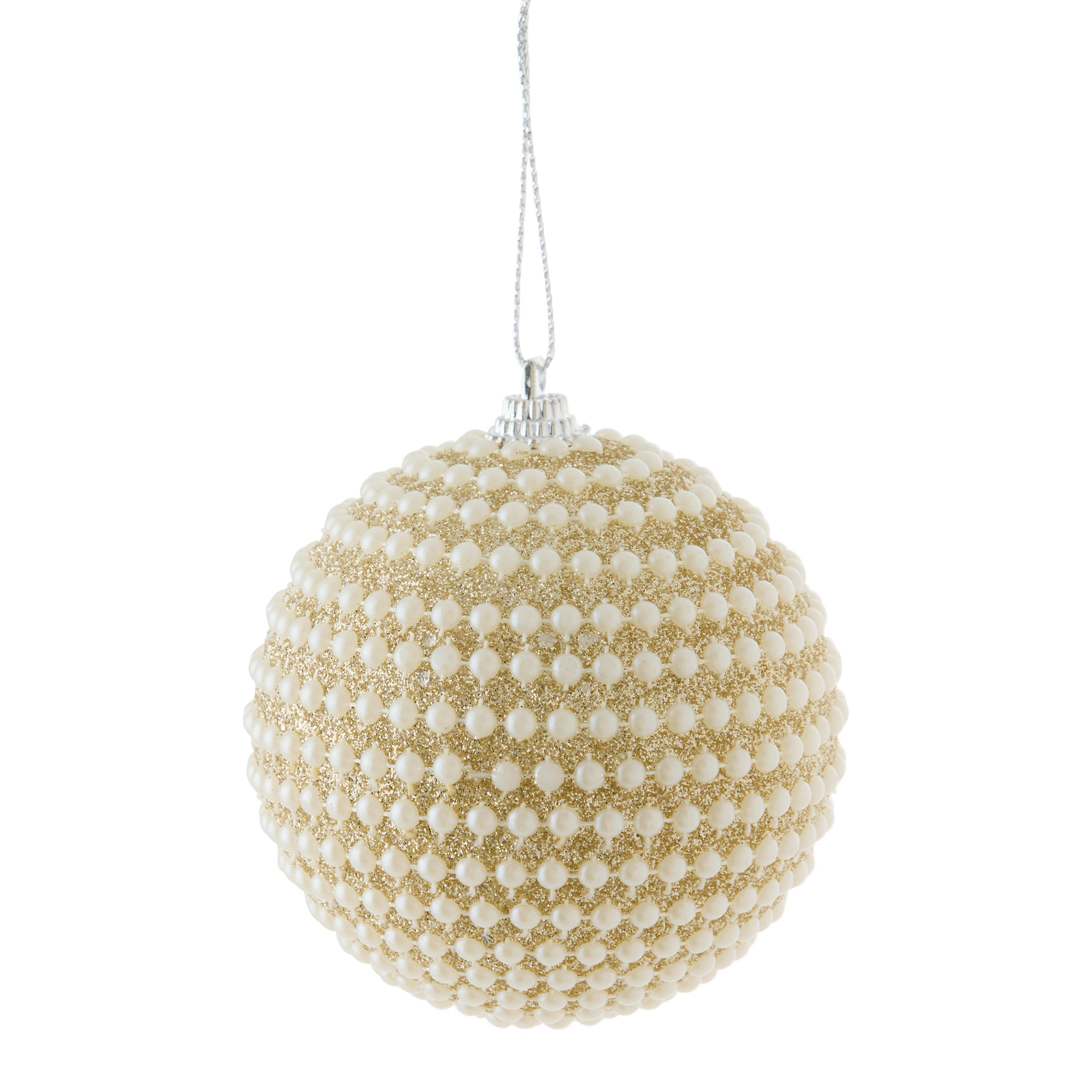 Christbaumkugel Olivia diverse Farben - Champagner/Silberfarben, KONVENTIONELL, Kunststoff (8/8cm) - Mömax