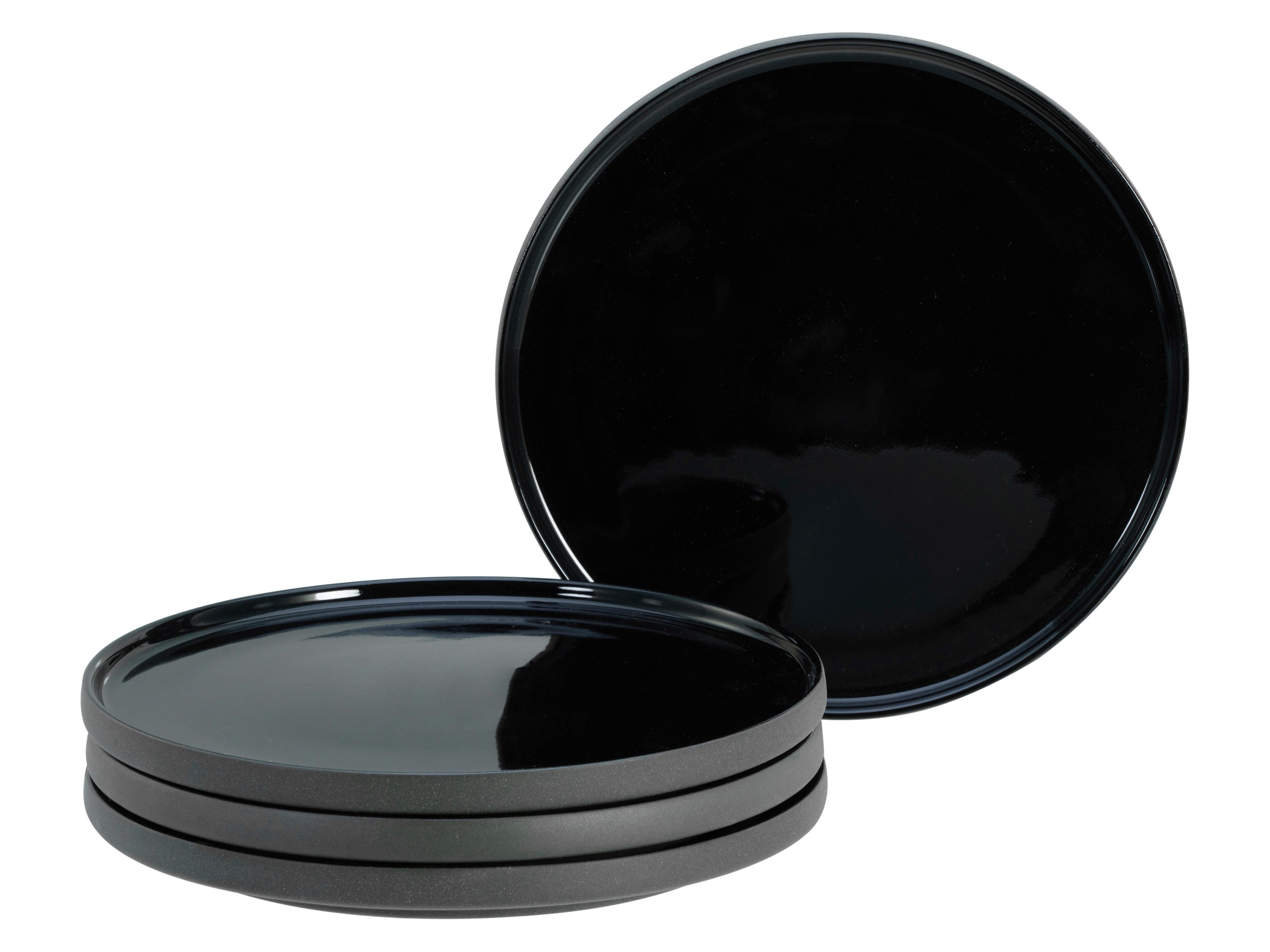 Set Desertnih Krožnikov Futuro Black, 4-Delni - črna, Basics, keramika (20cm) - Creatable