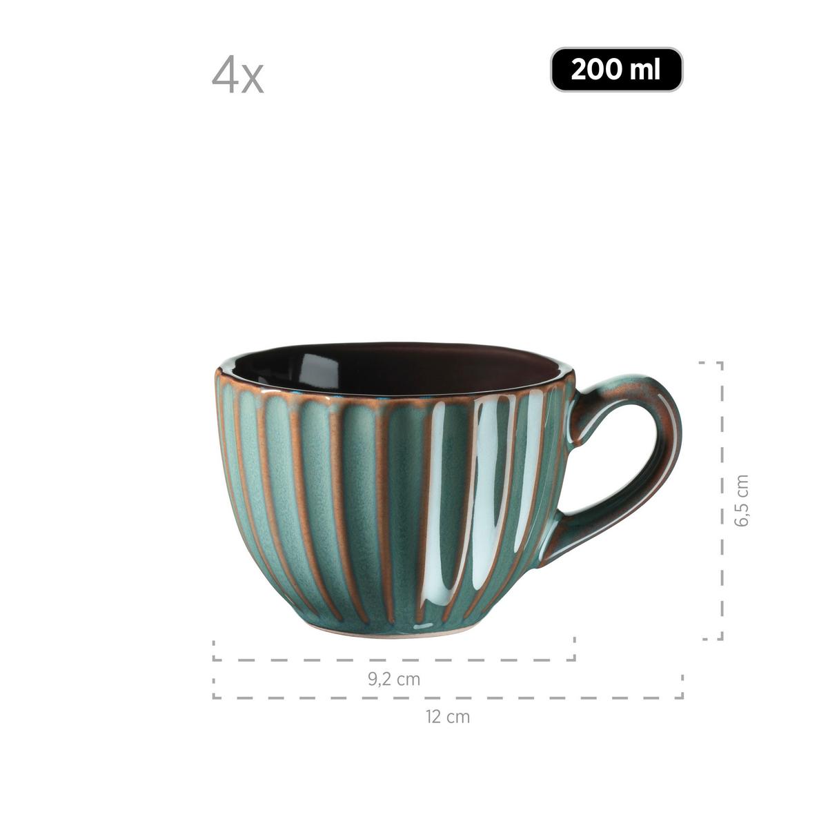 FRÜHSTÜCKSSERVICE CONFINO - Petrol/Braun, Basics, Keramik - Mäser