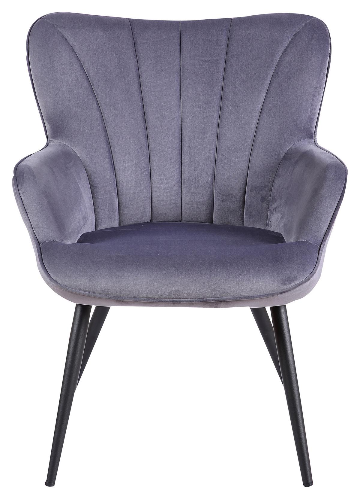 Sessel "Lexi", anthrazit - Anthrazit/Schwarz, Design, Textil/Metall (64/85/68cm) - MID.YOU