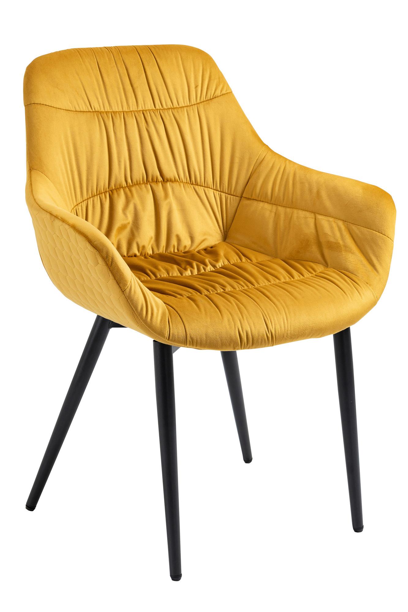 Naslanjač Samt, Gorčično Rumena - črna/gorčično rumena, Moderno, kovina/tekstil (63/81,5/61cm) - Livetastic